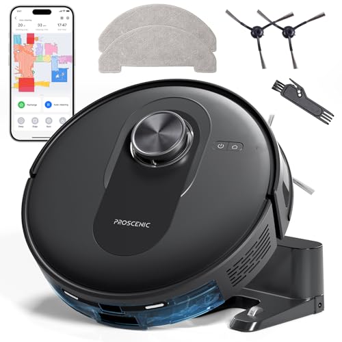 Proscenic Q8 Robot Vacuum and Mop with LiDAR Navigation Home Mapping, 4200 Pa Suction with Matrix Clean, 200 Min Run, Self Charging, WiFi APP Customized Cleaning for Indoor Floor, Pet Hair, Carpet