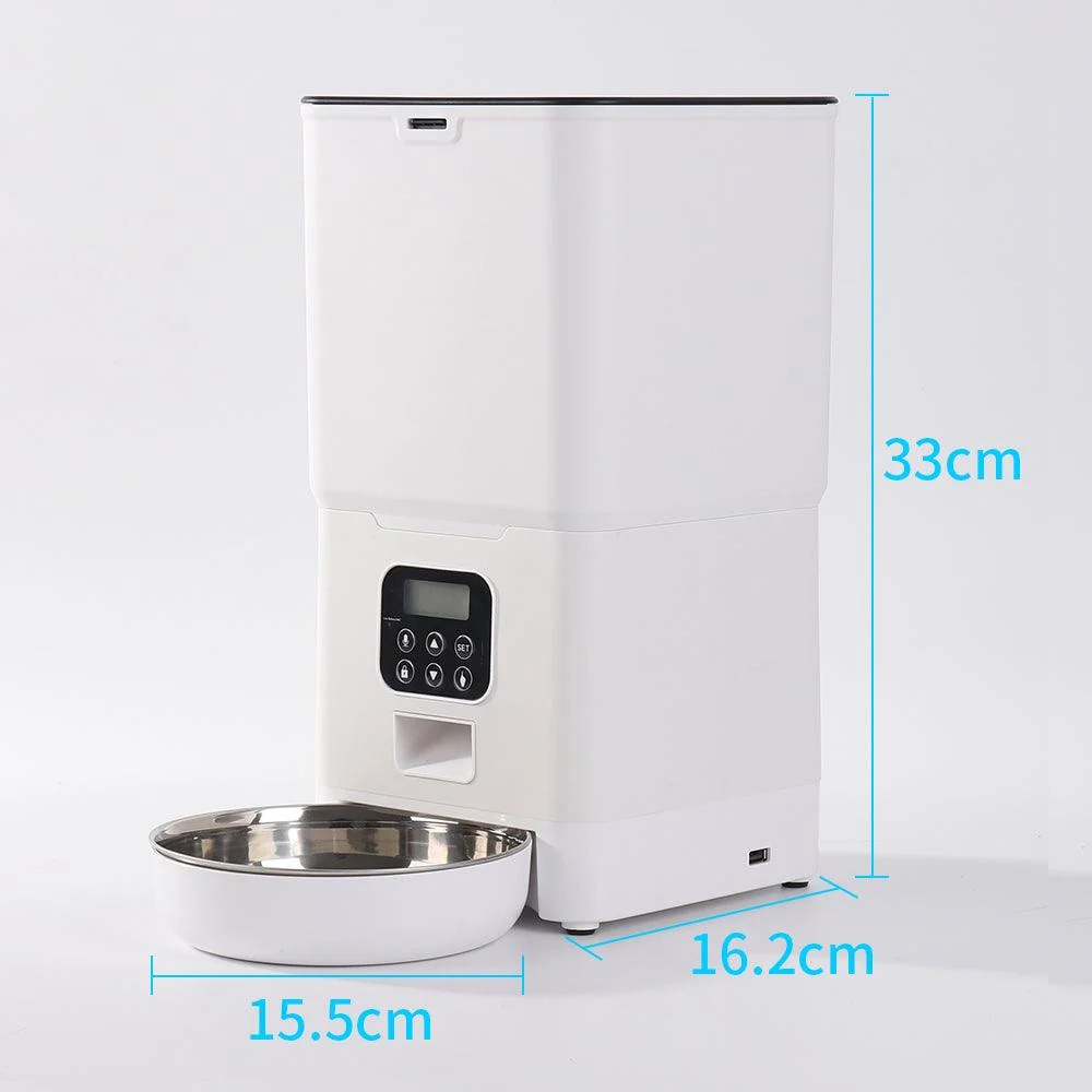 Automatic Pet Feeder with Bowl | Programmable Schedule | Battery Operated | White & Black | Cats & Dogs