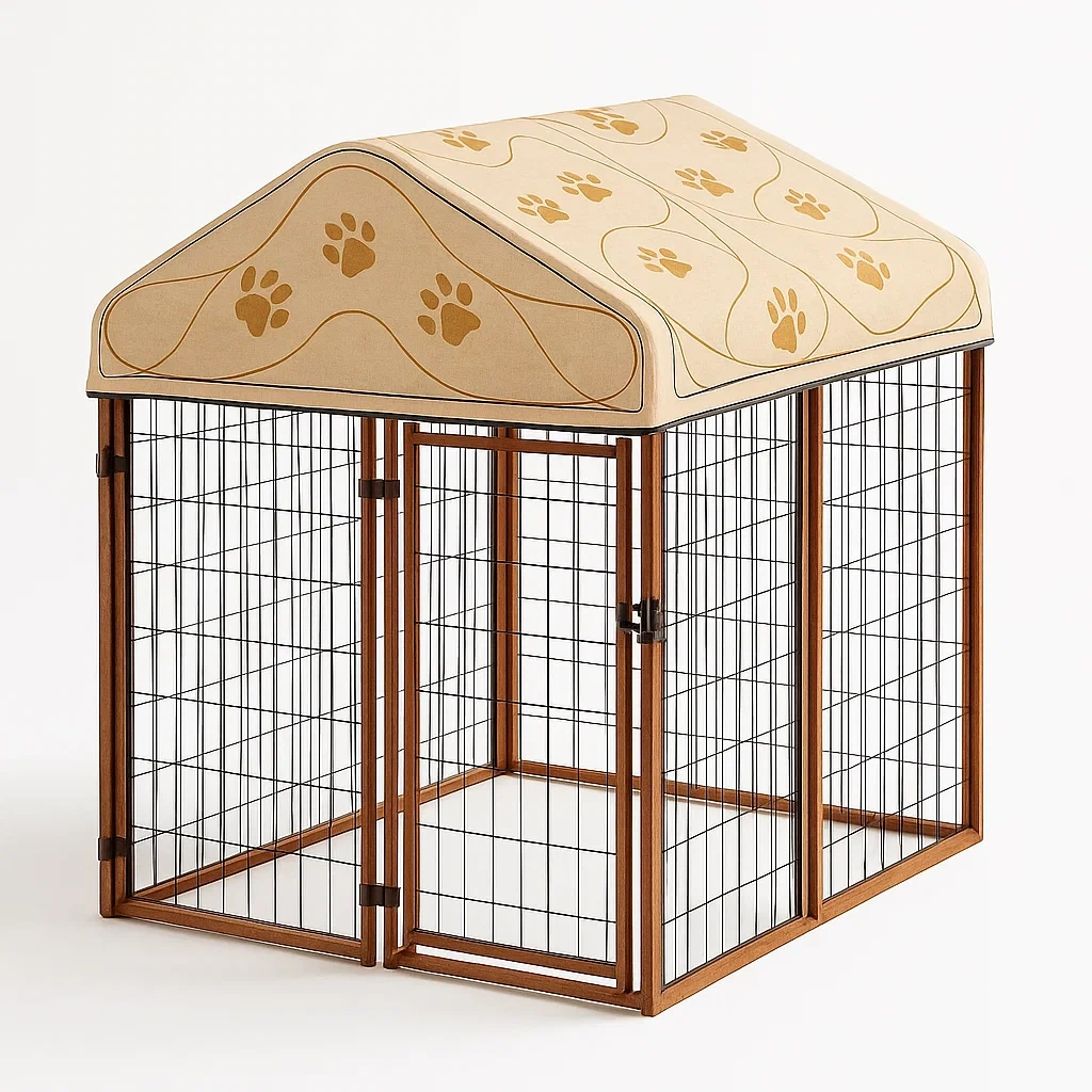 Recinzioni per animali con telaio in metallo e tettoia in tessuto 117x117x122 cm