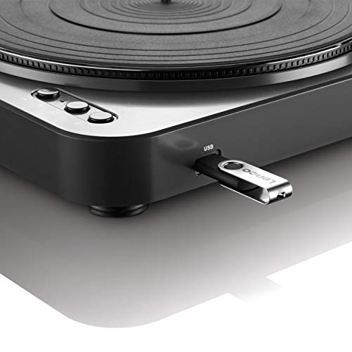 Lenco LBT 120 BK  Giradischi USB semiautomatico   Con Bluetooth   Trazione a cinghia   2 velocità 33 giri/min, 45 giri/min   Digitalizzazione senza PC   Nero : Elettronica