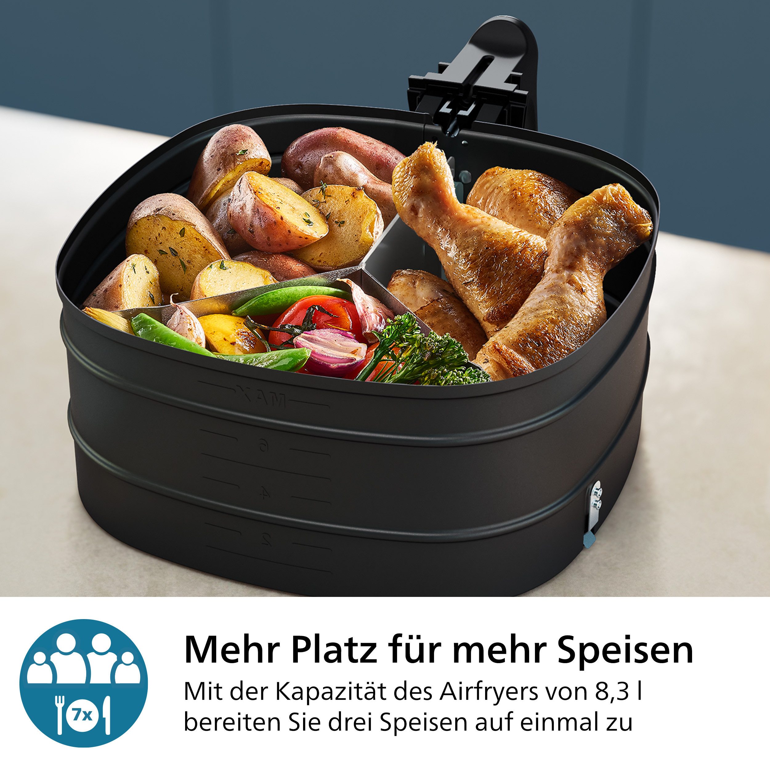 Backeinsatz HD9916/00, 3-fach Korbtrenner Airfryer Zubehör
