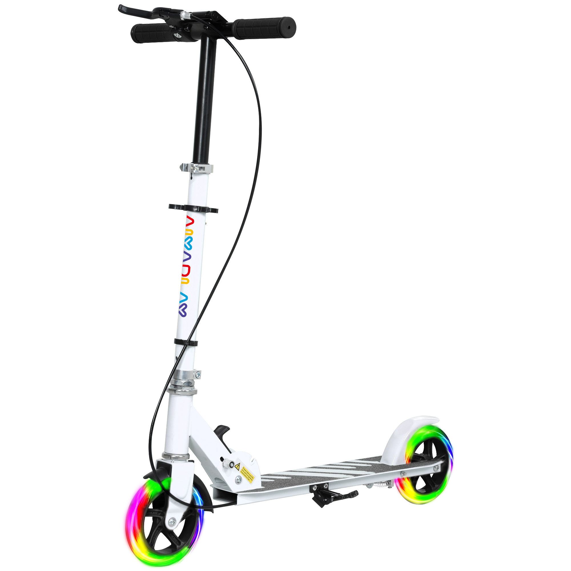AIYAPLAY Roller für Kinder 3-8 Jahre, klappbarer Roller mit 2 LED-Rädern Leuchträdern, 4 Höhenverstellungen, weiß