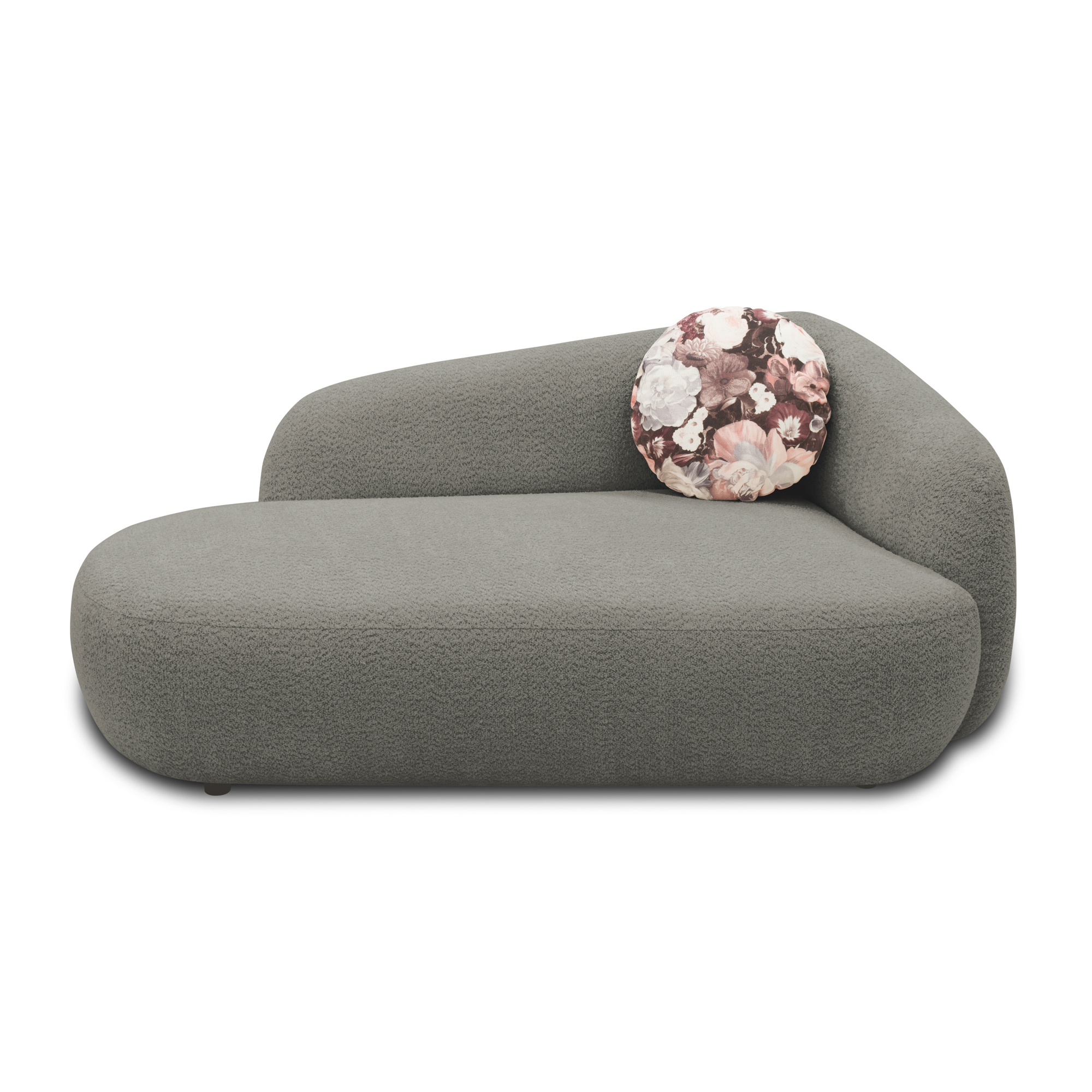 Recamiere 700013, Liege, oval, Füße mit Filzgleitern, Sofa, 183 x 105 x 75 (BxTxH), grau