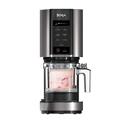 Ninja CREAMi Gelatiera, macchina per gelato e dessert congelati, 1,4 l, 3 vasetti, 7 programmi, per gelati, sorbetti, frullati, frappè, nero/argento, NC300EU : Amazon.it: Casa e cucina