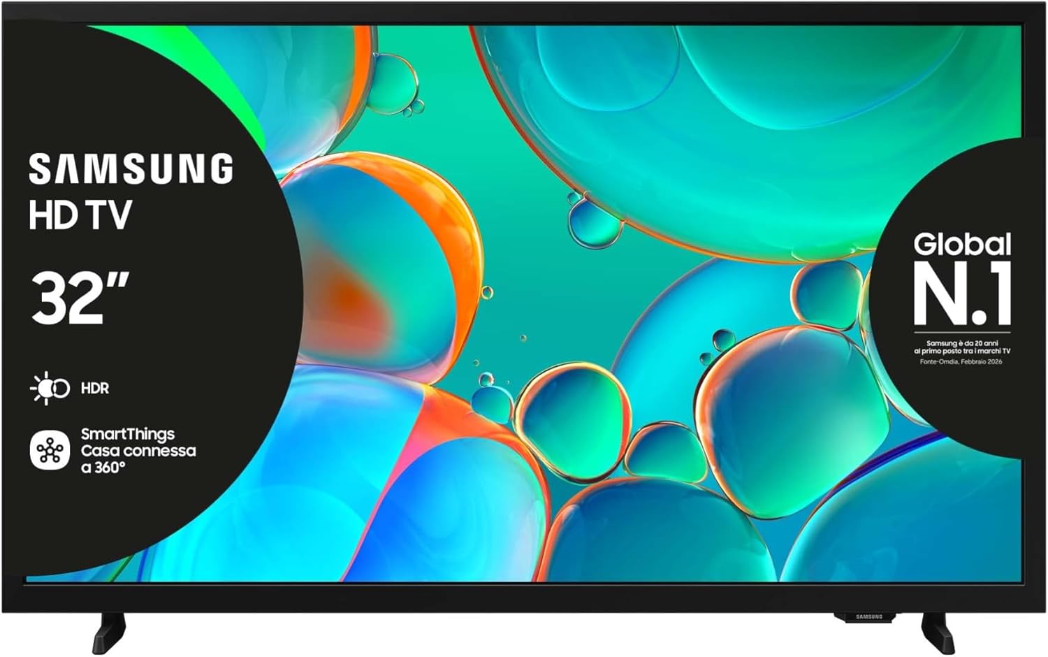 Samsung HD Smart TV 32'' UE32H5000FKXZT HD, Hyper Real Processor, HDR & Pur Color, Smart Experience, OTS Lite & Adaptive Sound, SlimLook Design, 2025