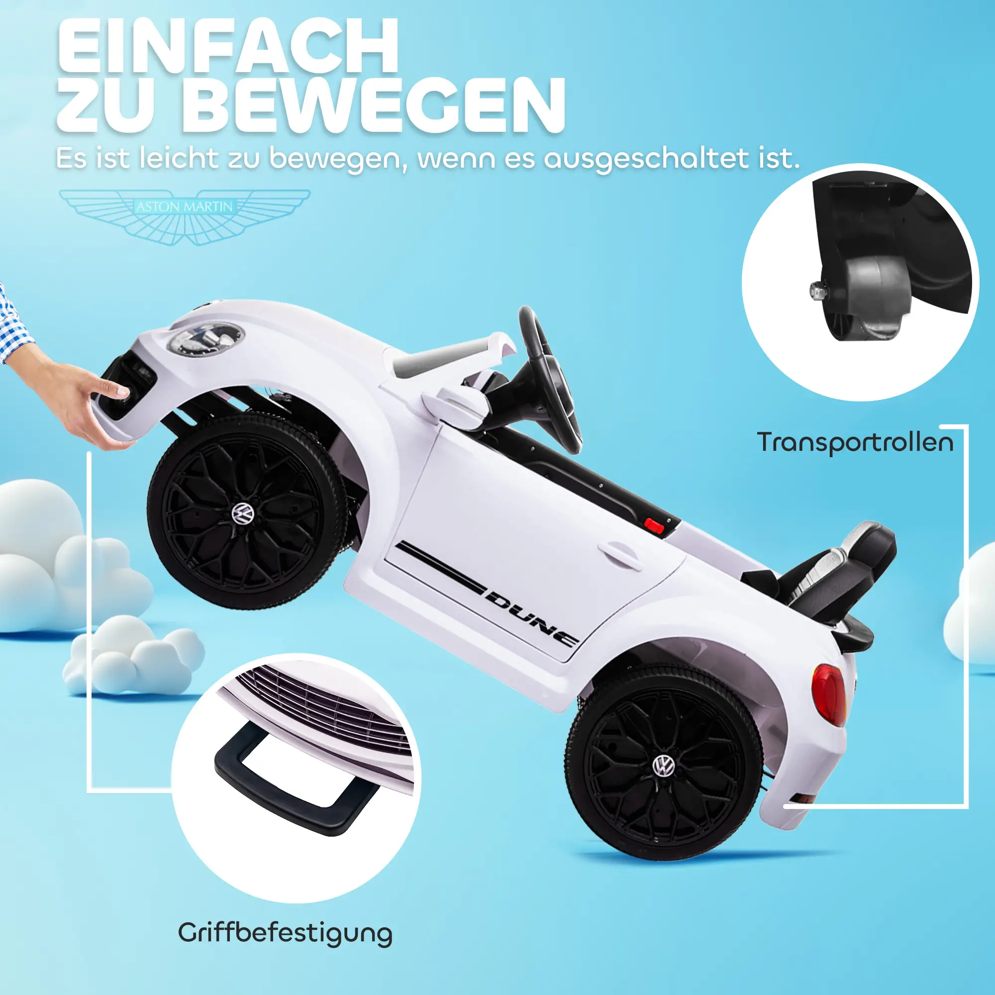 AIYAPLAY Kinder elektrische auto 12V met afstandsbediening Wit