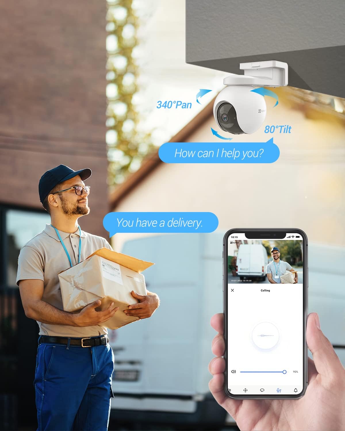 EZVIZ EB8 Kit 4G LTE Telecamera Esterno con Batteria 10400mAh, 2K Telecamera di Sorveglianza a 360°, Rilevamento di Persone, Visione Notturna a Colori, Audio Bidirezionale, GPS Integrato