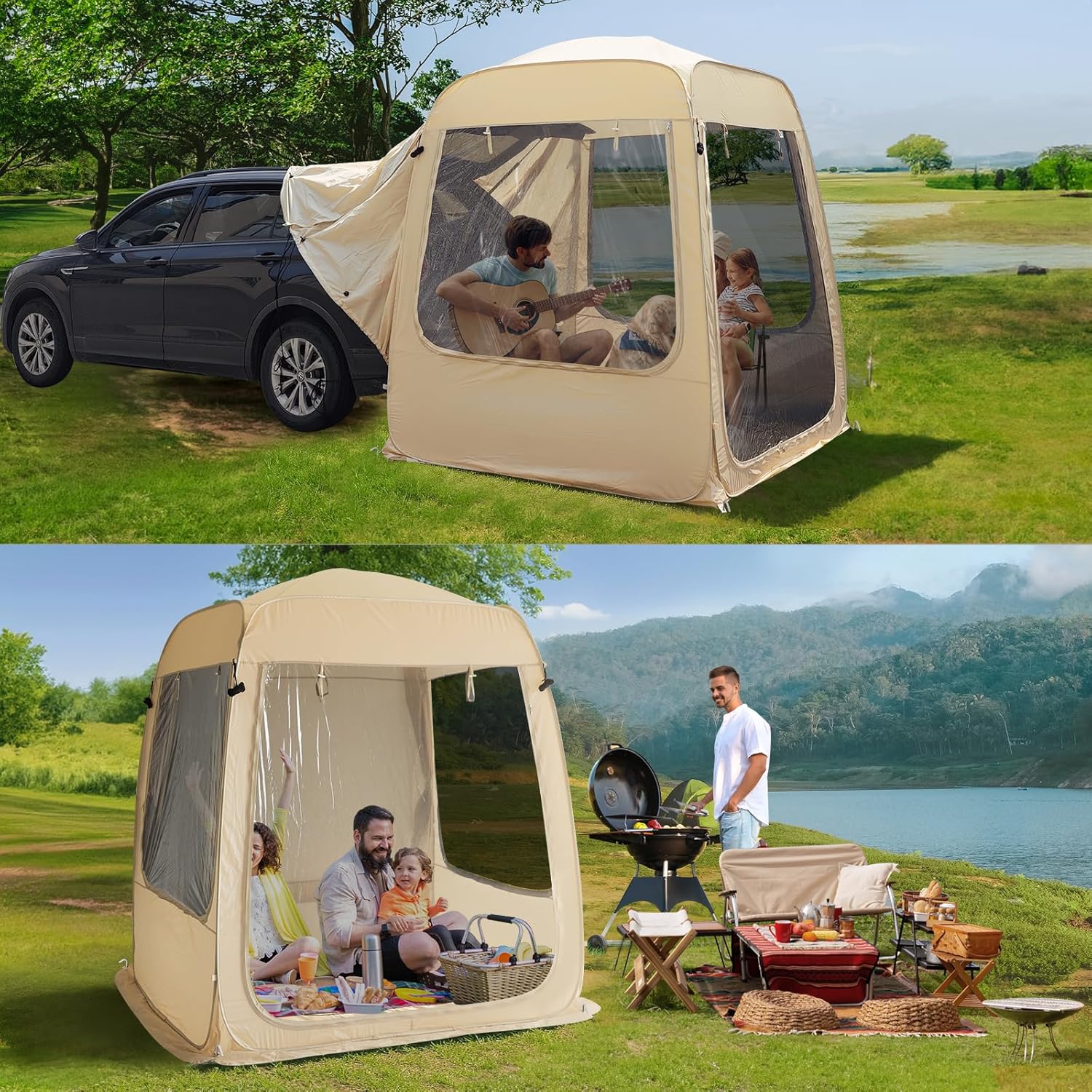 Screen gazebo, sleeps 6-10-15 people Igloo-style canopy tent with mosquito net on the sides Perfect for garden, patio, backyard