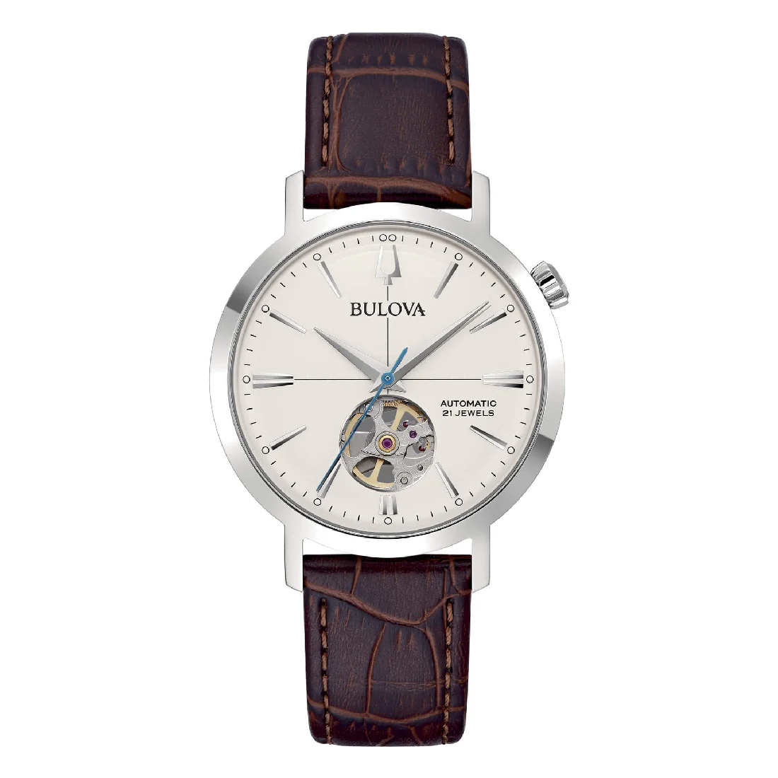 Orologio Bulova Aerojet 38mm bianco pelle 96A318