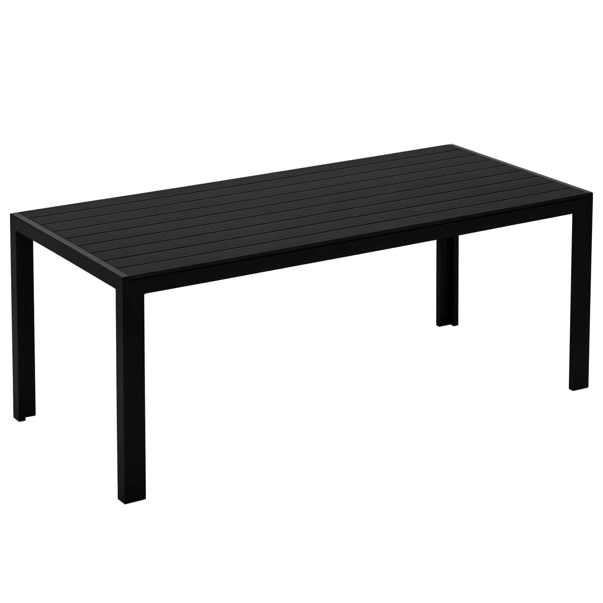Outsunny Gartentisch Kunststoff 190 x 84,5 x 72 cm Wetterfest, Holz Optik, Holzstrukur, rutschfest Buffettisch Campingtisch Balkontisch Terrassentisch Outdoor Esstisch für Garten, Balkon Schwarz
