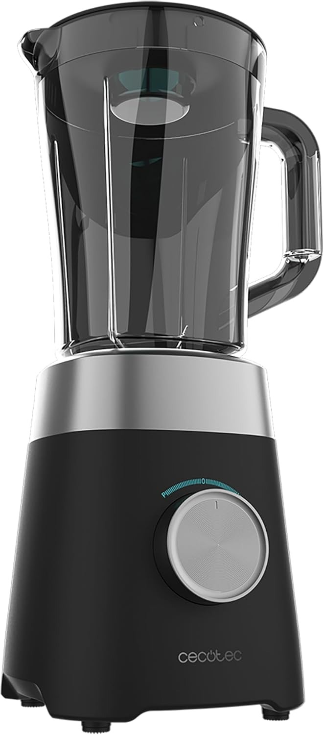 Cecotec Frullatore Elettrico da Tavolo Power Black Titanium 1300Max B. 1300 W, 2 Velocità, 4 Lame con Rivestimento in Titanio Nero e Caraffa da 1,5 L, Funzione Pulse Tritura e Polverizza, Ice Pick