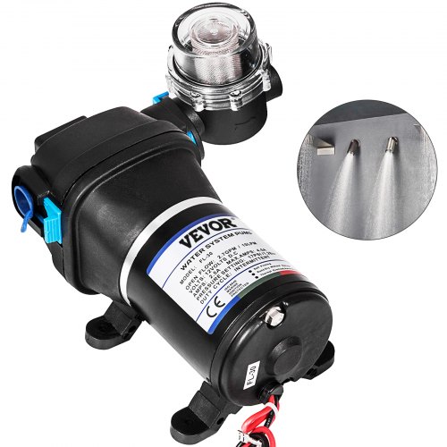 VEVOR Wasserpumpe Hochdruckmembran 12 V, Hochdruck Wasserpumpe 10 L / min, Selbstansaugende Membranpumpe 1,83 m, 3-Kammer-Membran, Membranpumpe mit Wärmeschutz, für Kfz-Schifffahrt, Wohnmobile