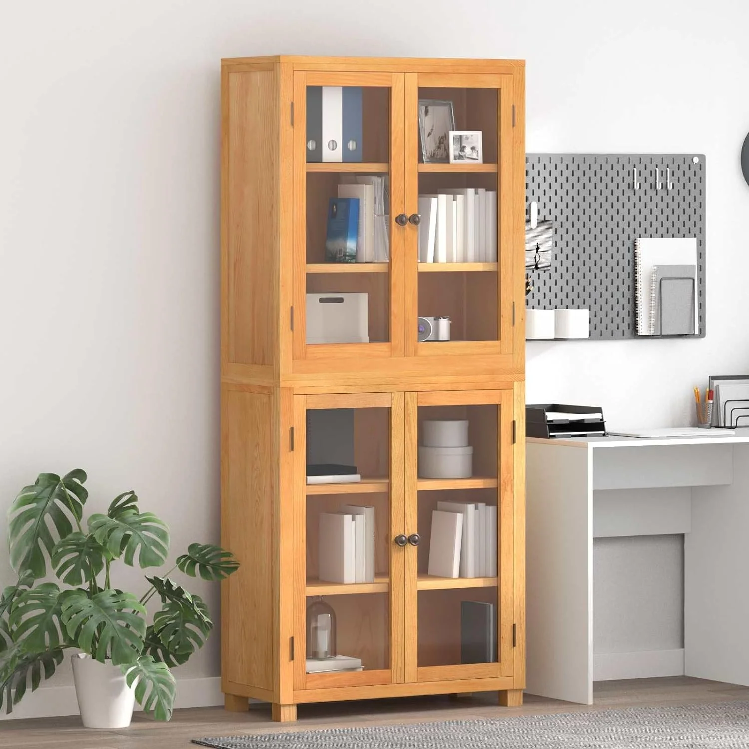 Aufbewahrungsmöbel-Set mit 4 Stauraum-Elementen und Tür aus Braunem Holzwerkstoff für das Schlafzimmer