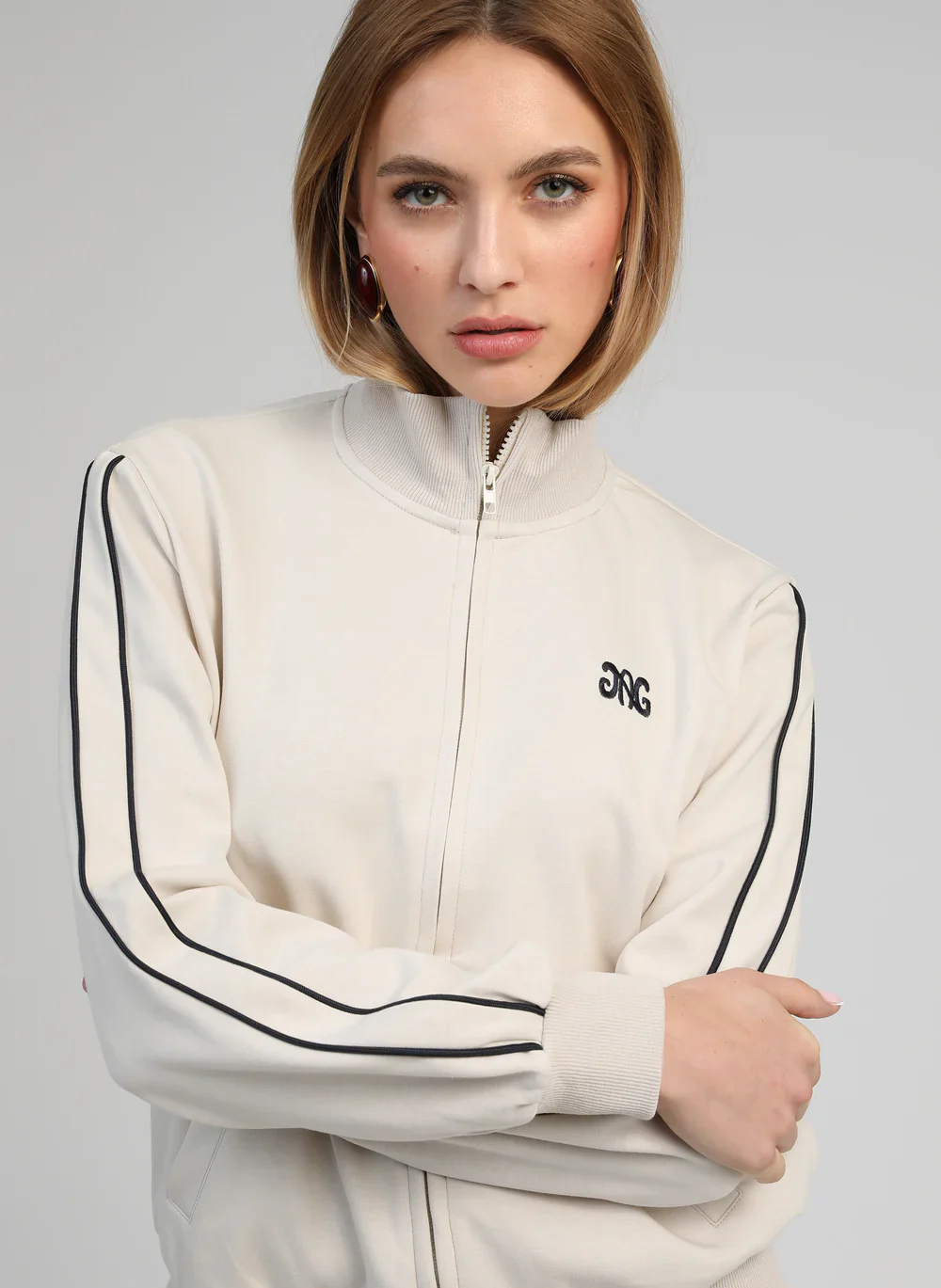 Cream Zip-Through Jersey Jacket by An��ge