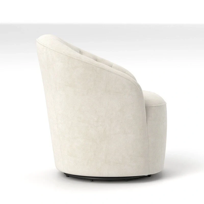 Velvet Upholstered 360 Degree Swivel Barrel Chair with Button Tufted Back