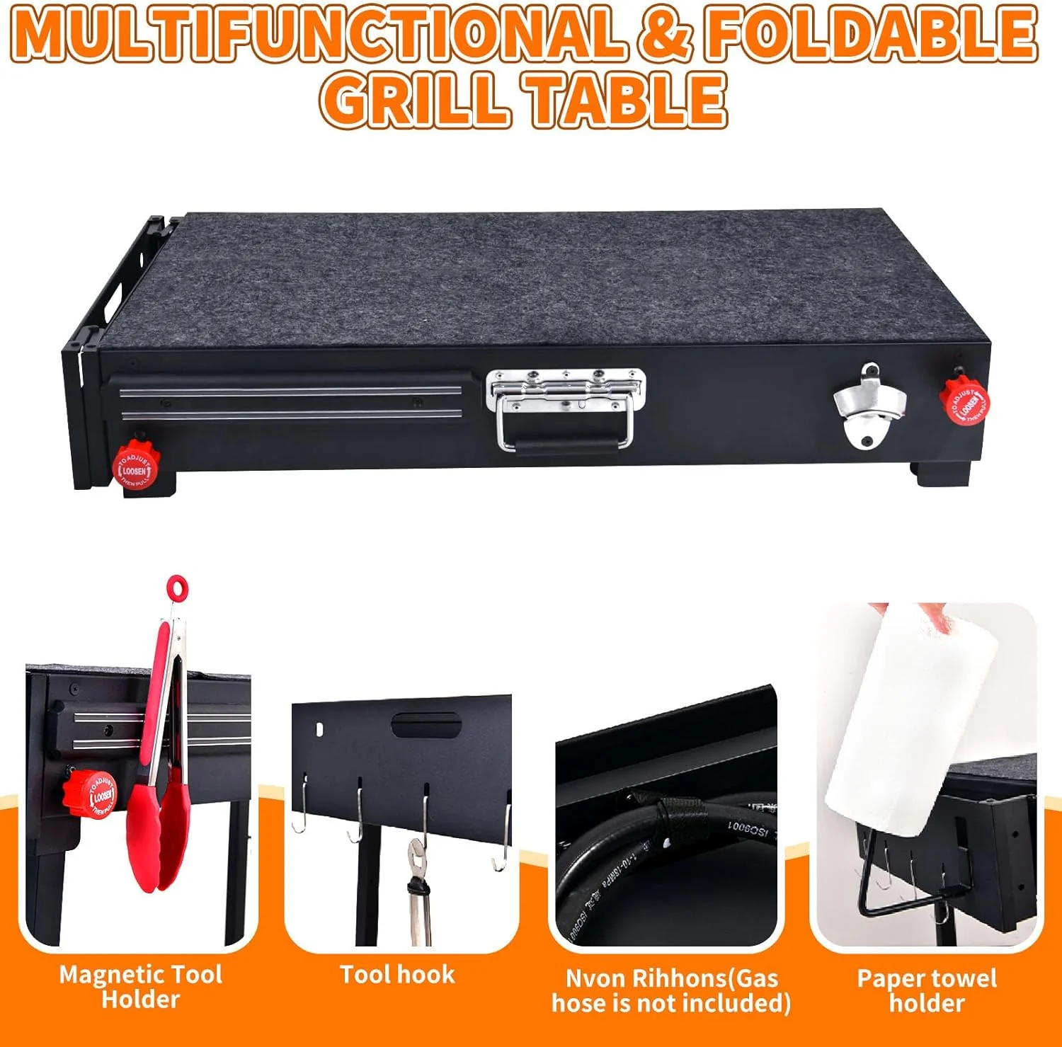 Portable Outdoor Grill Table with Wheels   Fits 17�� or 22�� Tabletop Grill