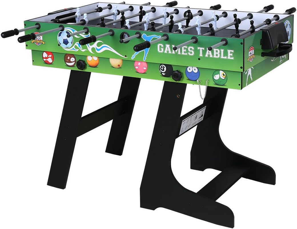 hj JH Tavolo Multigioco 4 in 1 con Biliardo Pool, Calcio Calcetto,Ping Pong, Hockey Regalo per Bambini