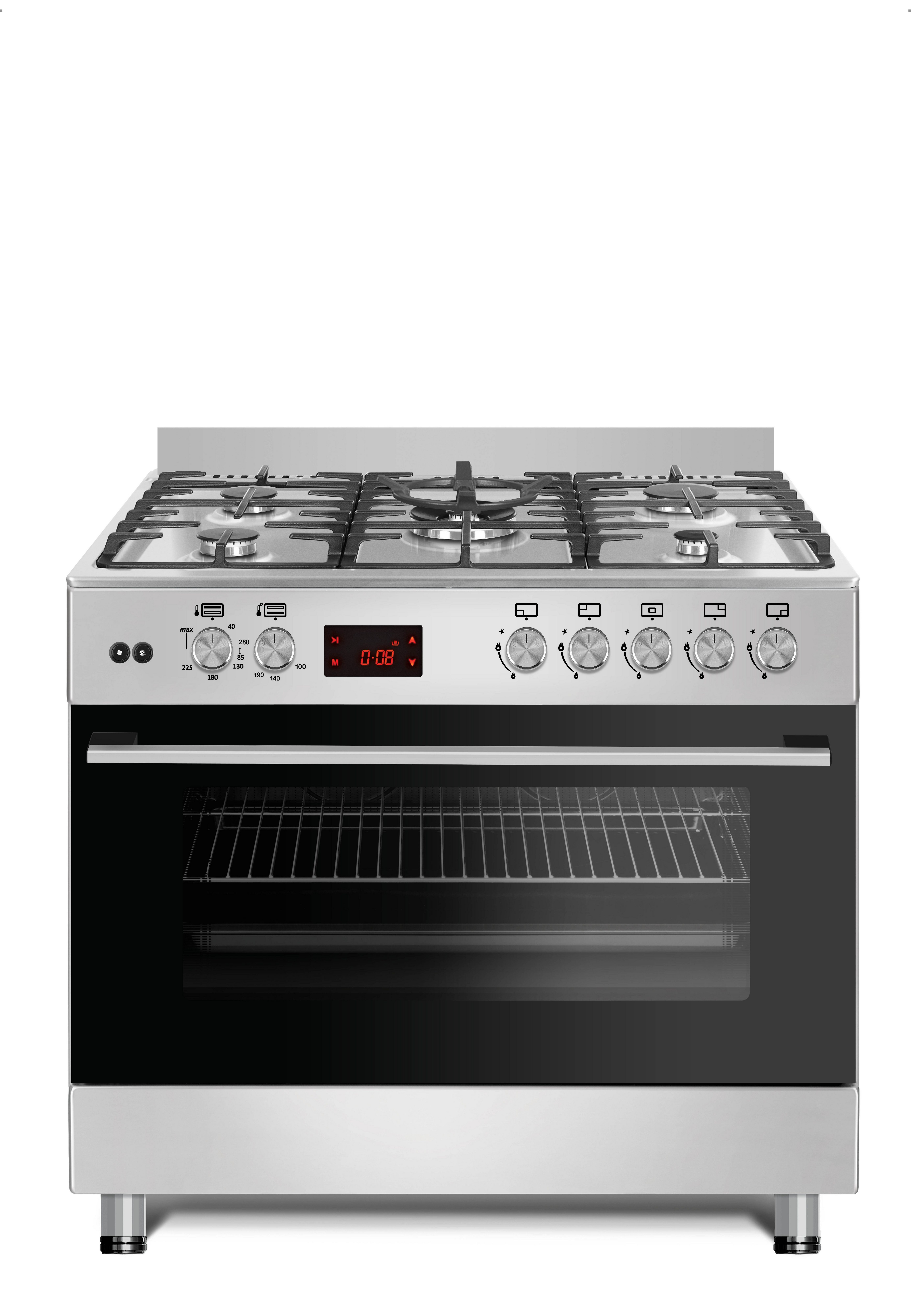 Gas-Standherd mit Elektro-Gas Backofen, Elektro Oberhitze + Gas Unterhitze, GAG90PINEX