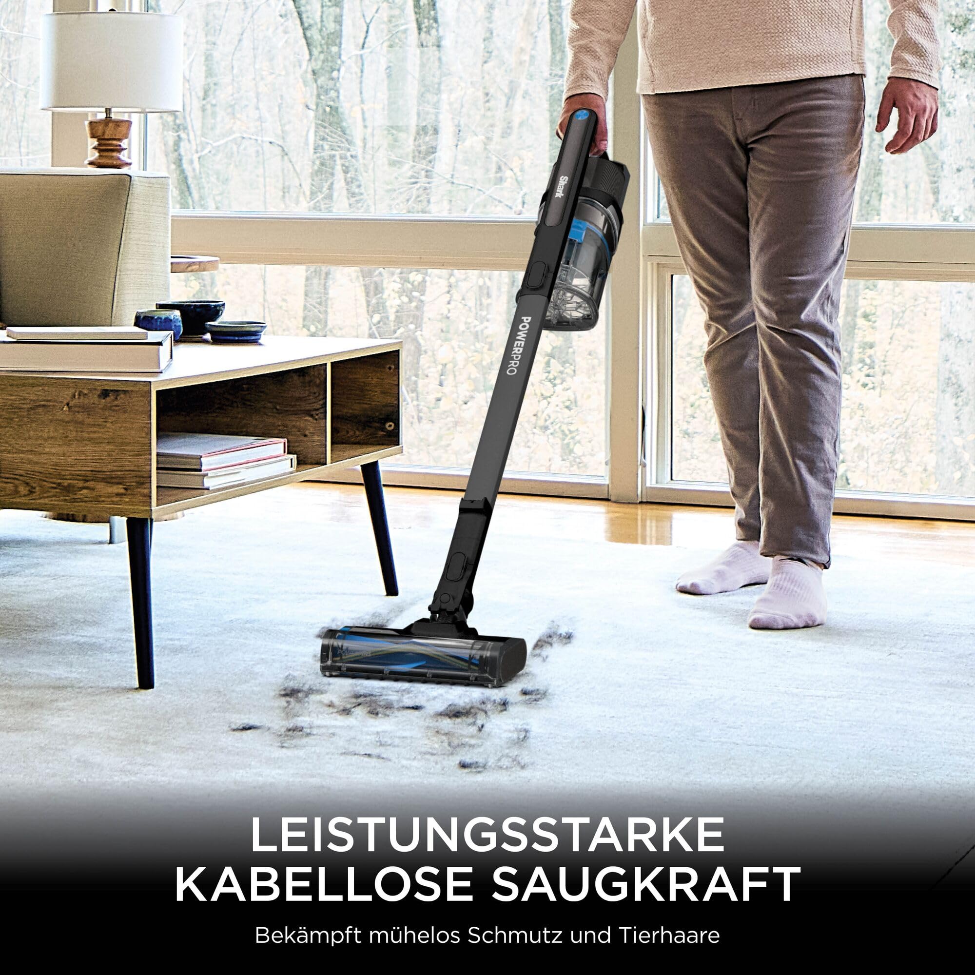 PowerPro Akku-Staubsauger freistehend bis 50 Min. Laufzeit 181 W FloorDetect Anti-Hair-Wrap Handstaubsauger 0,7 l Staubbehälter