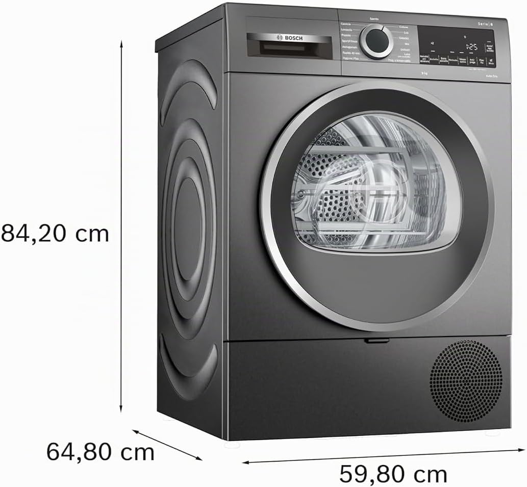 Bosch WQG243DRII Serie 6 Asciugatrice pompa calore 9kg Antracite Classe C