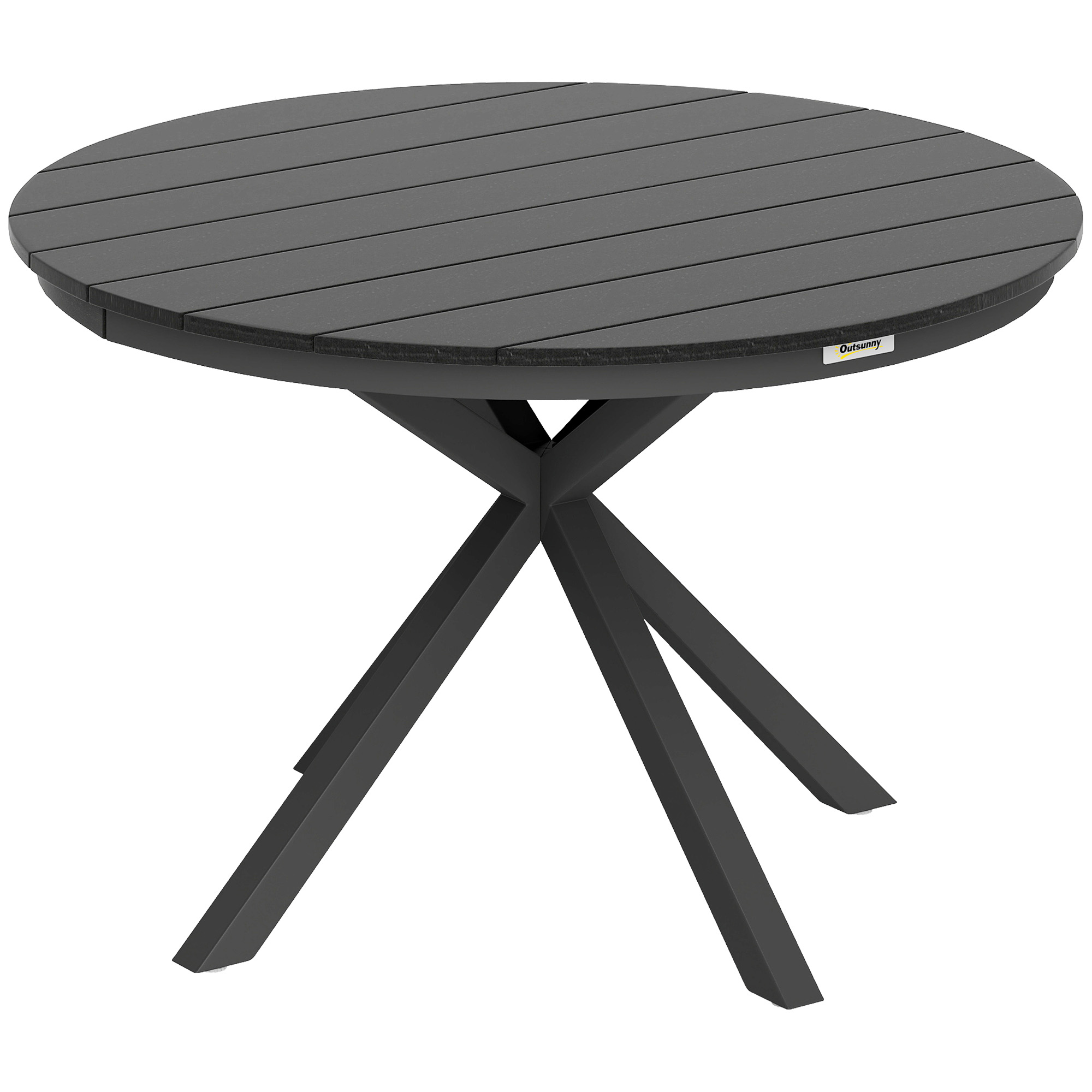 Outsunny Runder Gartentisch Ø 118 cm mit Aluminiumrahmen für Balkon, Veranda, Terrasse, schwarz