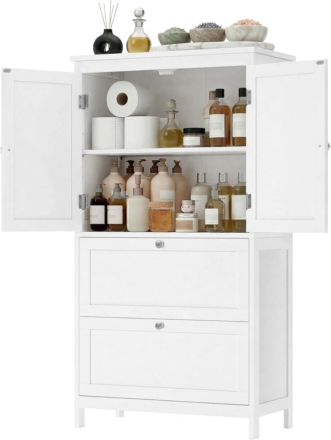 VASAGLE Badezimmerschrank mit Türen und Schubladen