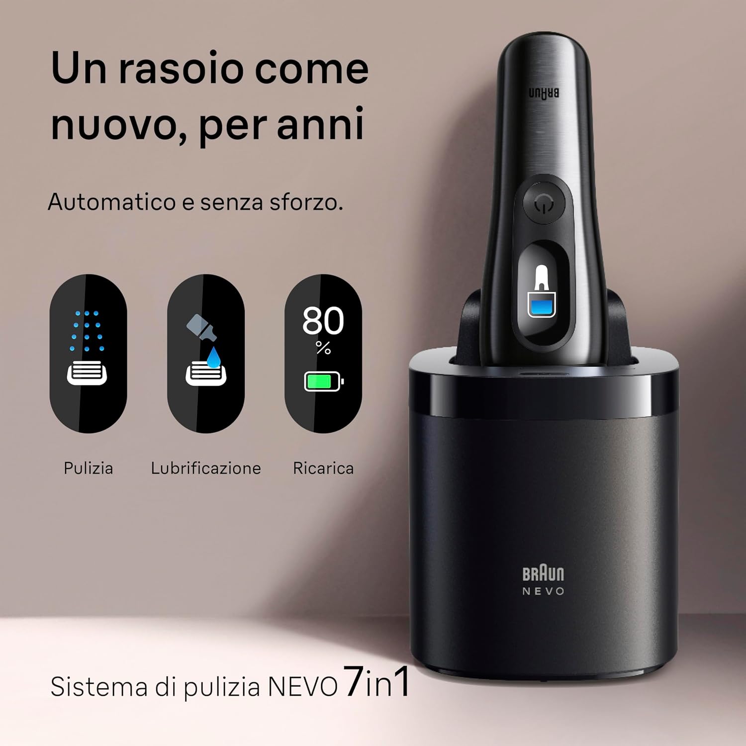 Braun NEVO Rasoio Elettrico Barba, Custodia Da Viaggio, NEVO15115C, Grafite
