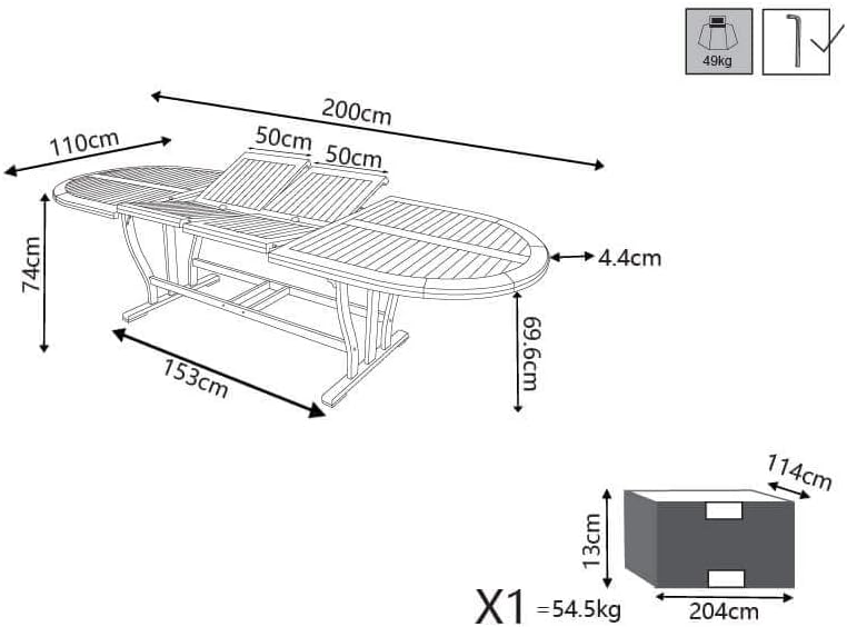 Lenny Double Oval Outdoor Table Extendable up to 300 cm