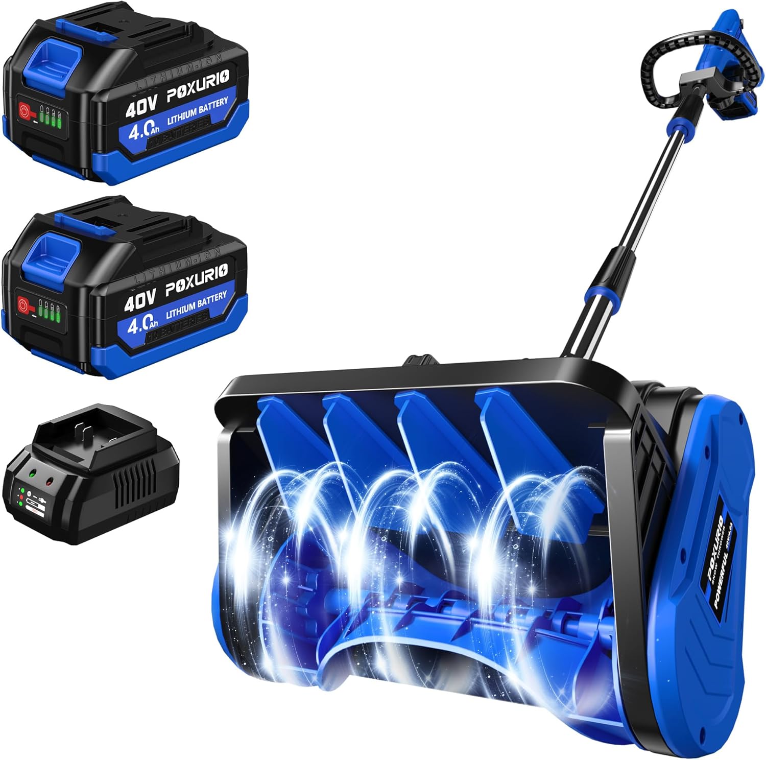 2 * 40V Electric Cordless Snow Shovel  13 Inch Brushless Electric Snow Blower with 2×4.0Ah Batteries & Fast Charger  13