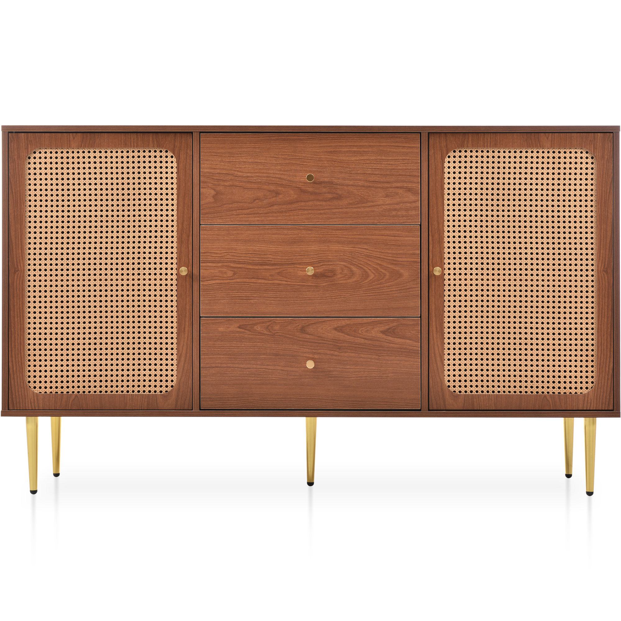 Moderne Kommode mit Höhenverstellbar, Walnut Design, Magnetverschluss, Walnut