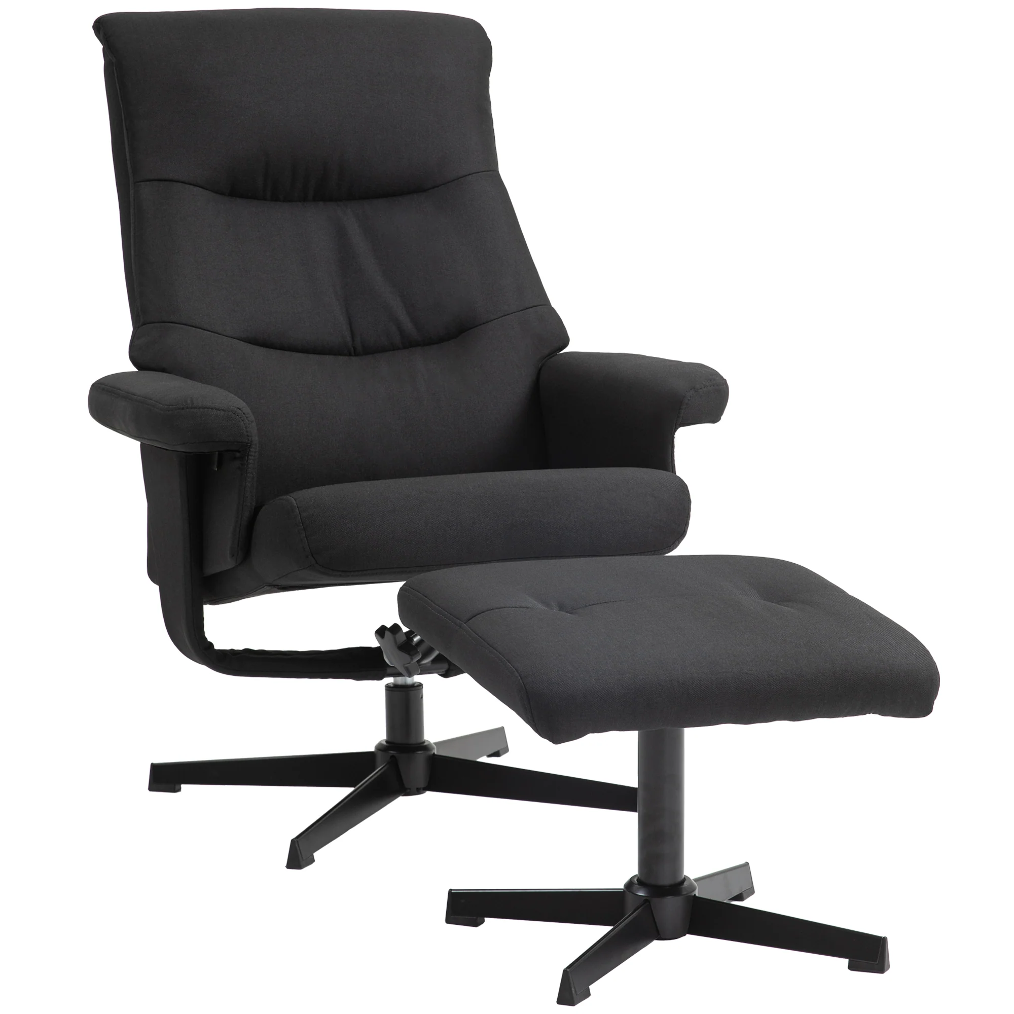 HOMCOM Relaxsessel mit Hocker & Liegefunktion Schwarz