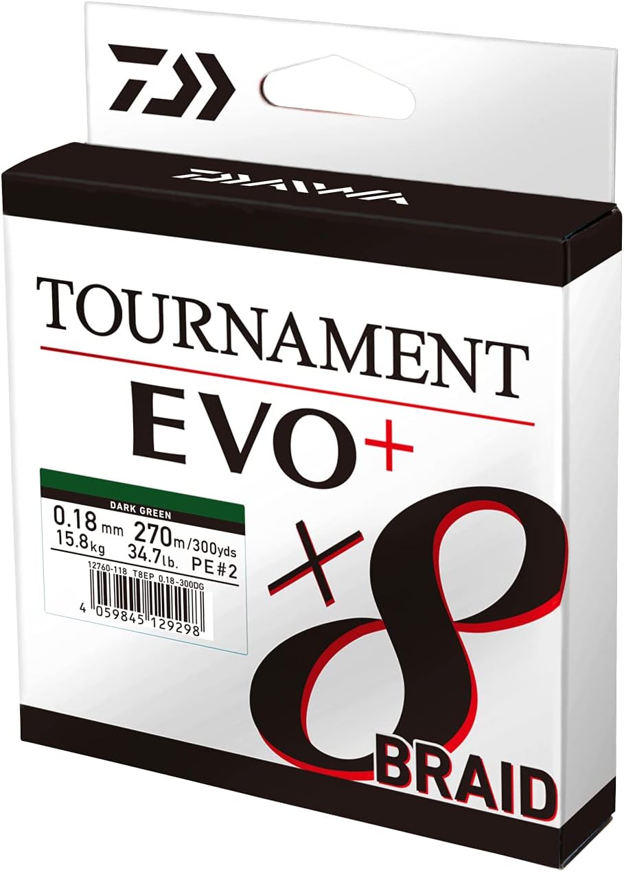 Daiwa Tournament x8 Braid EVO+, 900m, Dunkelgrün, Geflochtene Angelschnur