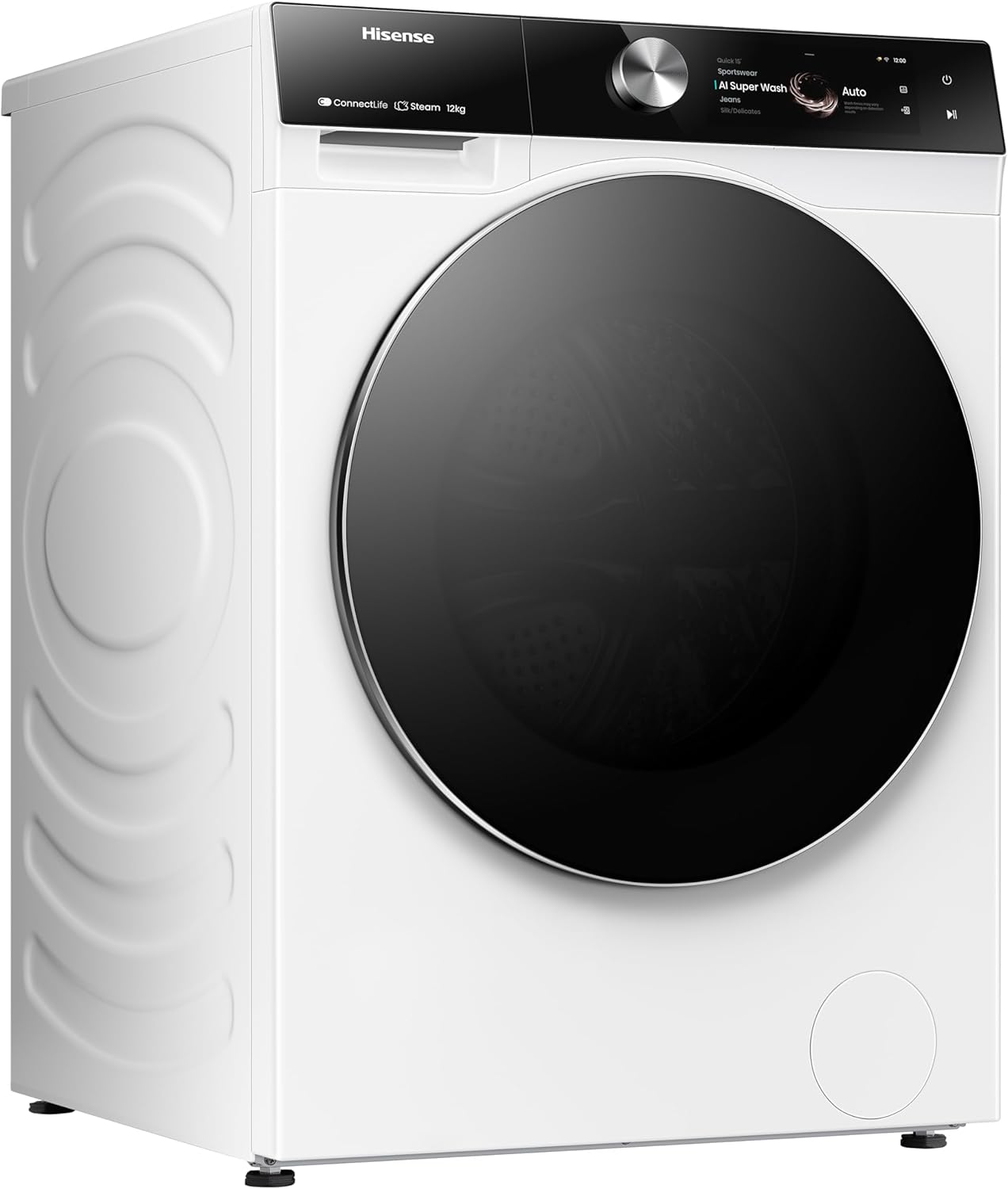 Hisense WFVB7012EM Front Load Washing Machine 7 kg 1200 rpm 15 Programs Steam LED Display Rapid Program Delay Start Child Lock