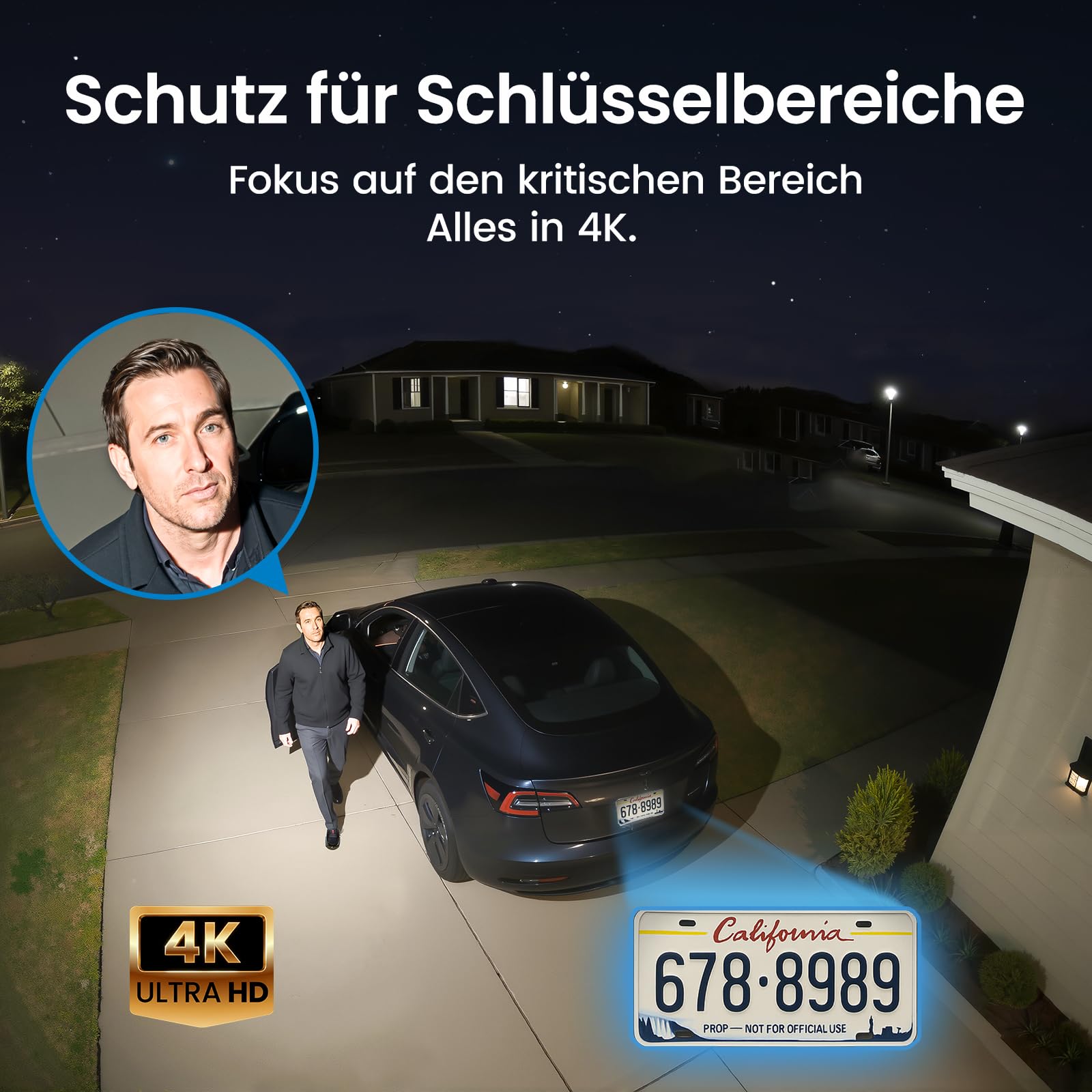Überwachungskamera Außen 4K Solar Akku 360° PTZ mit Farb-Nachtsicht und KI-Erkennung