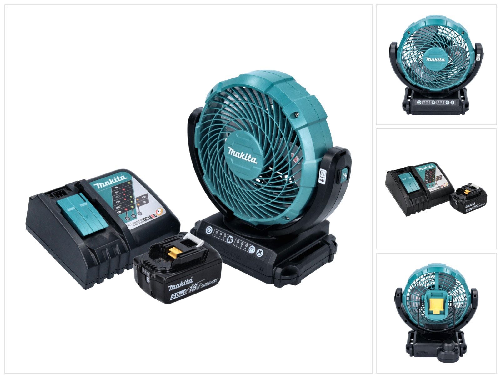 Akku-Standventilator DCF 102 RT1 Akku Ventilator Lüfter 18 V 18 cm + 1x Akku 5,0 Ah + Lade