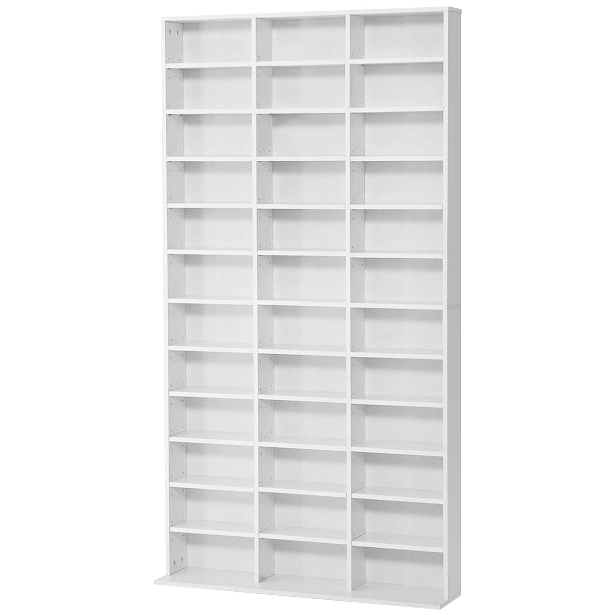 HOMCOM CD/DVD Regal Aufbewahrung für 1116 CDs 36 höhenverstellbare Fächer Weiß