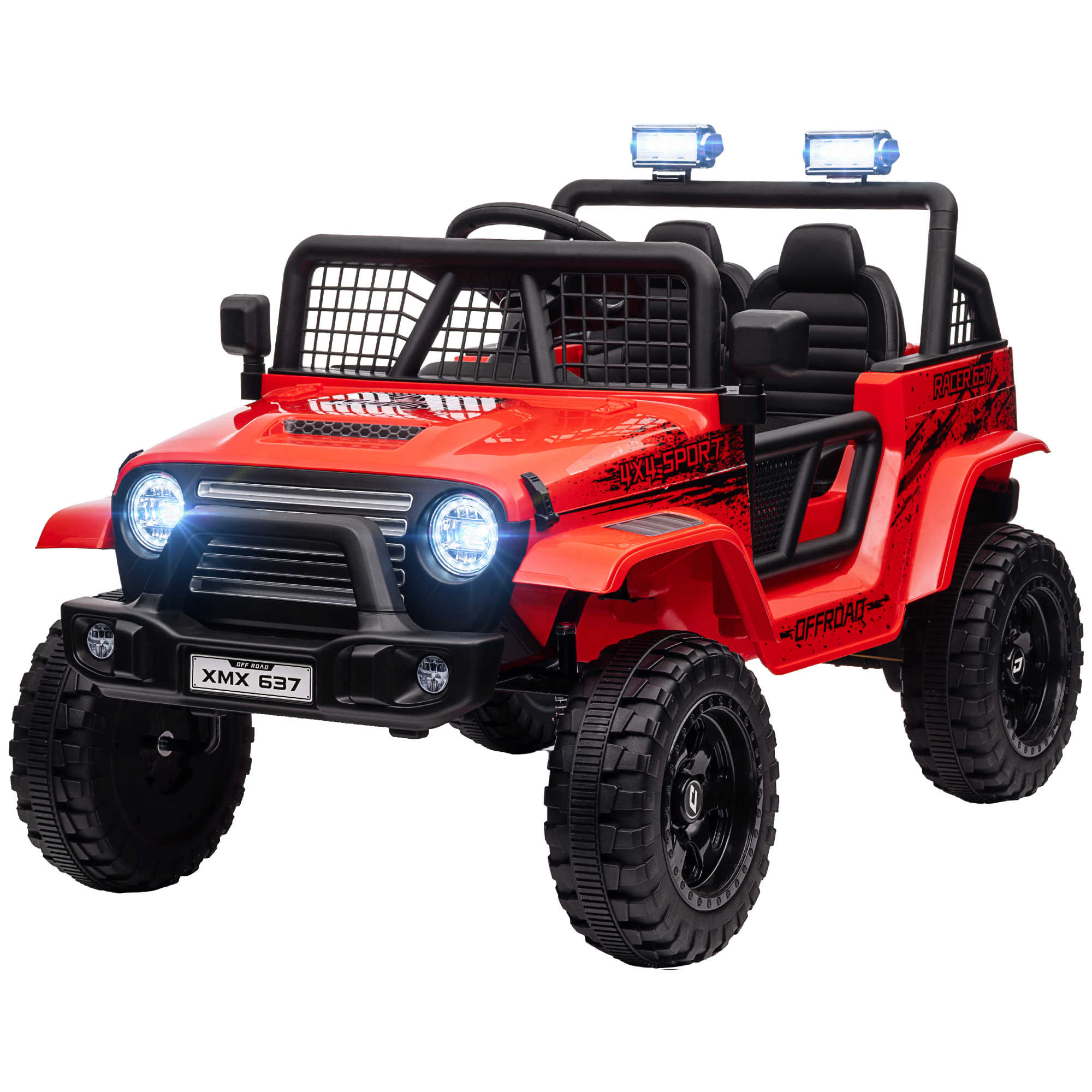 AIYAPLAY Kinder Elektrische Auto met Zachte Verzachting, Afstandsbedienbaar, LED-Lichten, Toeter, 12V Motoren, Gemaakt van Kunststof en Metaal, Rood