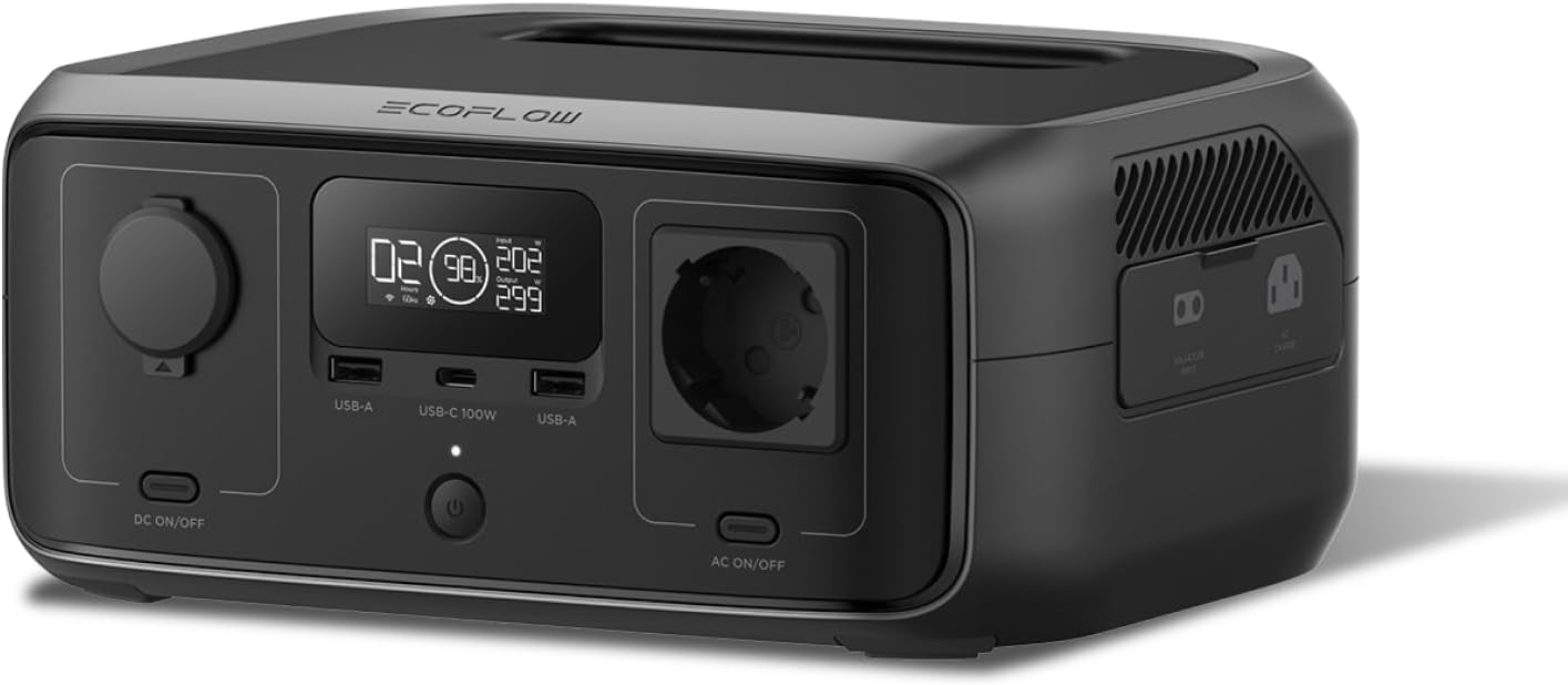 ECOFLOW Centrale elettrica portatile RIVER 3, batteria LFP da 245 Wh, uscita max 600 W, tempo di funz. doppio con GaN, UPS