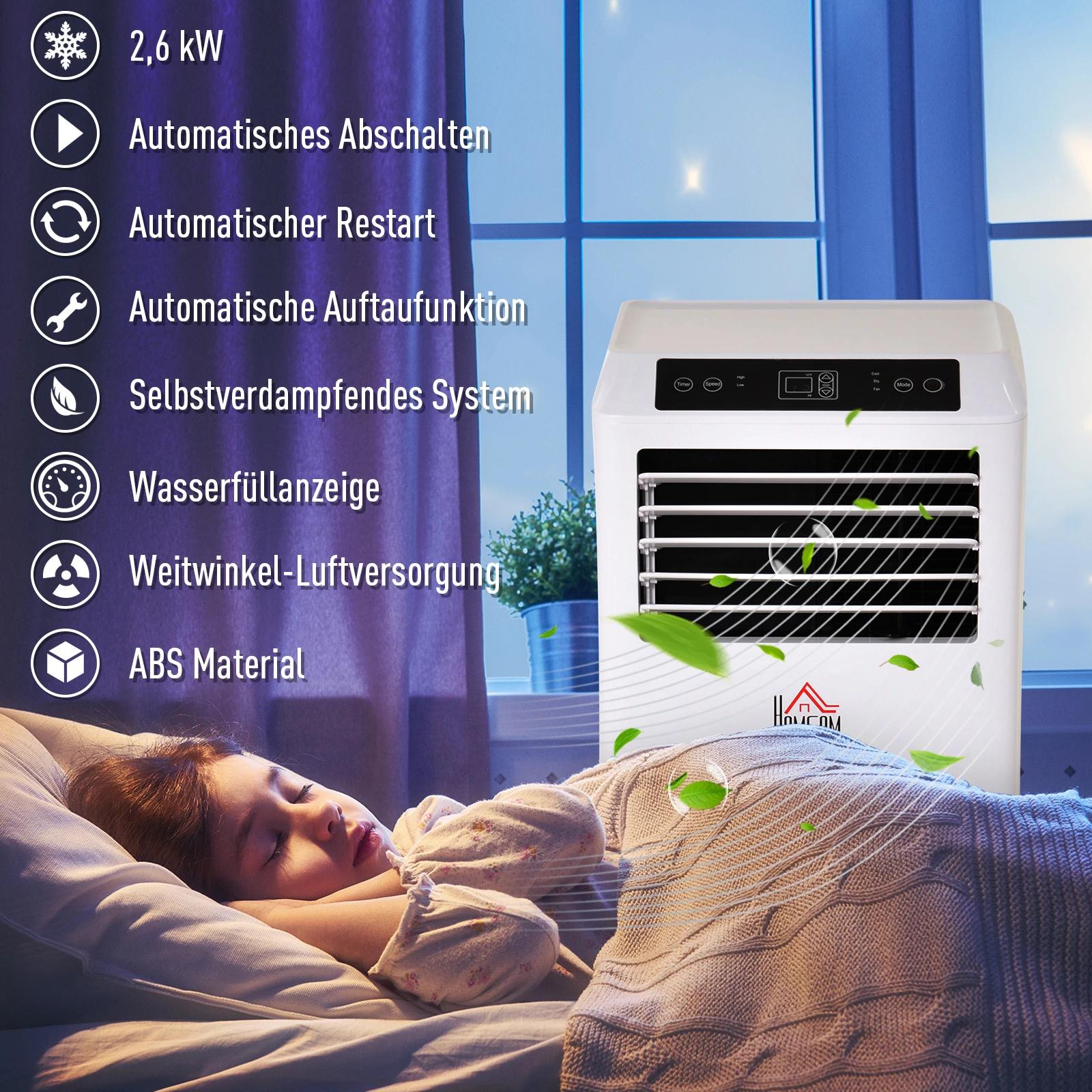 Mobiele airconditioning 3-in-1 airconditioner ontvochtiging 2,6 kW afstandsbediening ABS