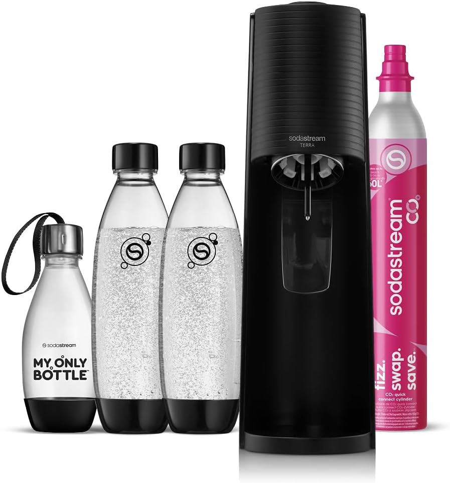 Sodastream Terra – Gasatore per realizzare acqua frizzante e bevande, nero