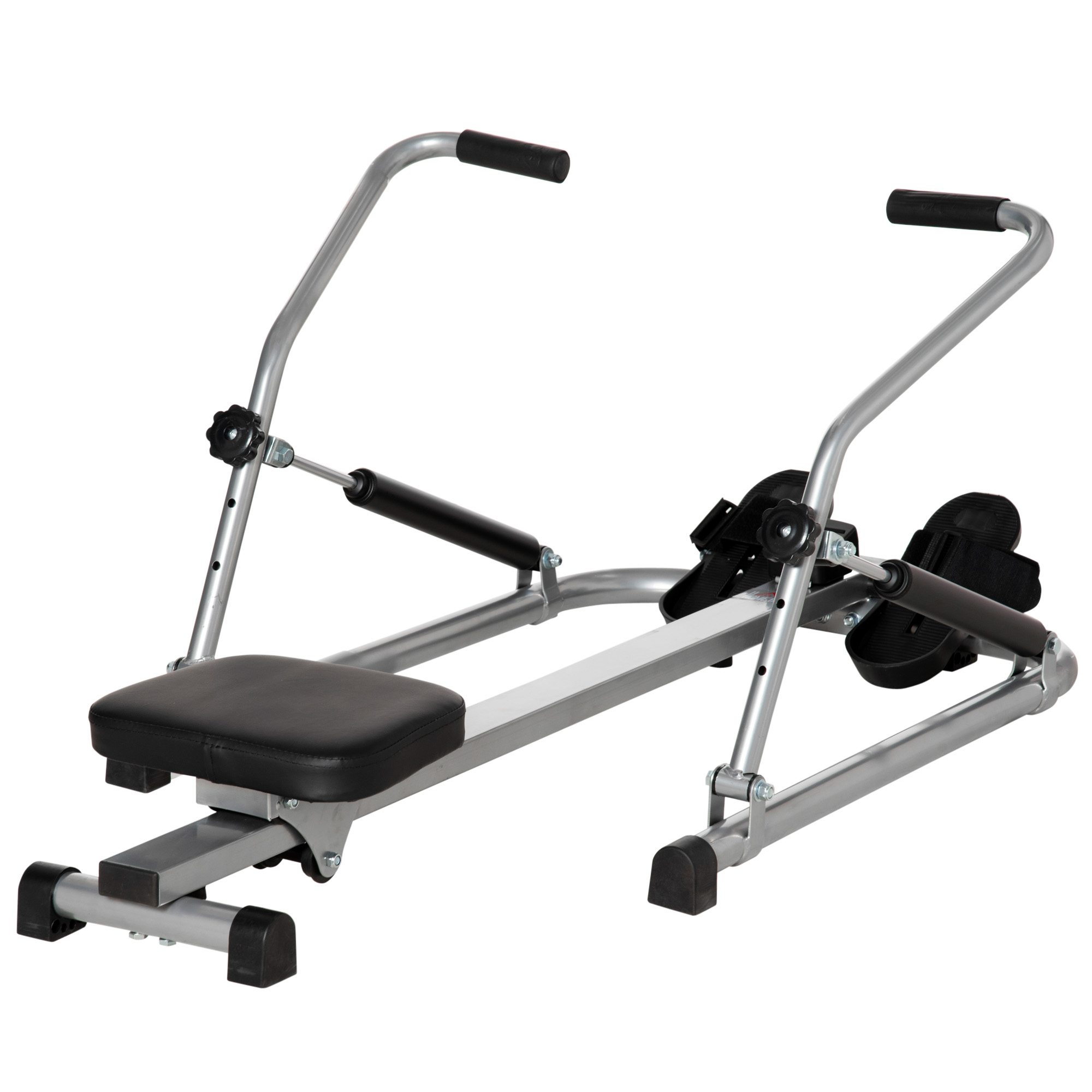 HOMCOM Klappbarer Heimruderer - 3 Widerstandsstufen, Multifunktions-LCD-Display - Stahl, ABS Schwarz Grau