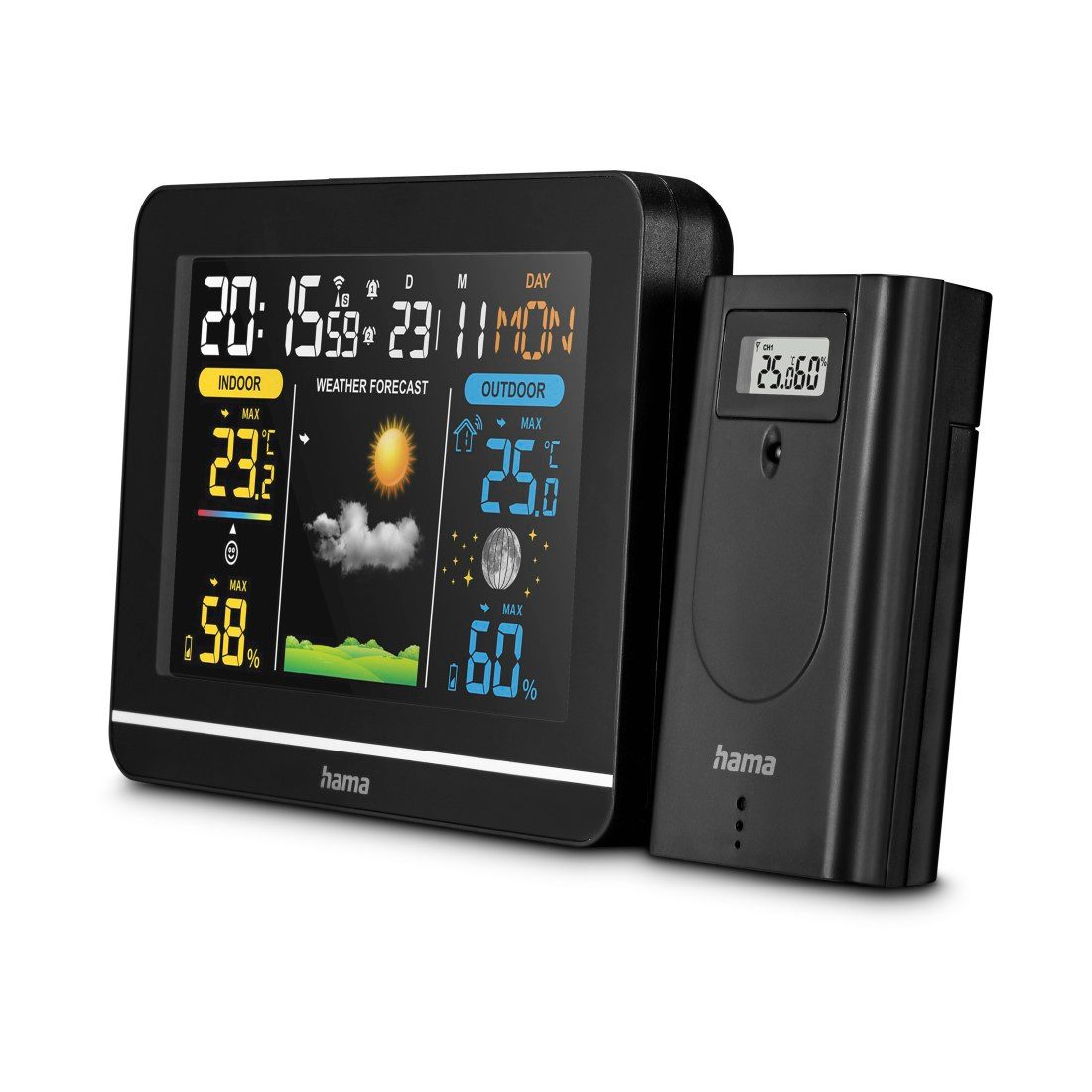 Wetterstation Wetterstation mit Farbdisplay, Außensensor, Wetter, Alarm, Temparatur