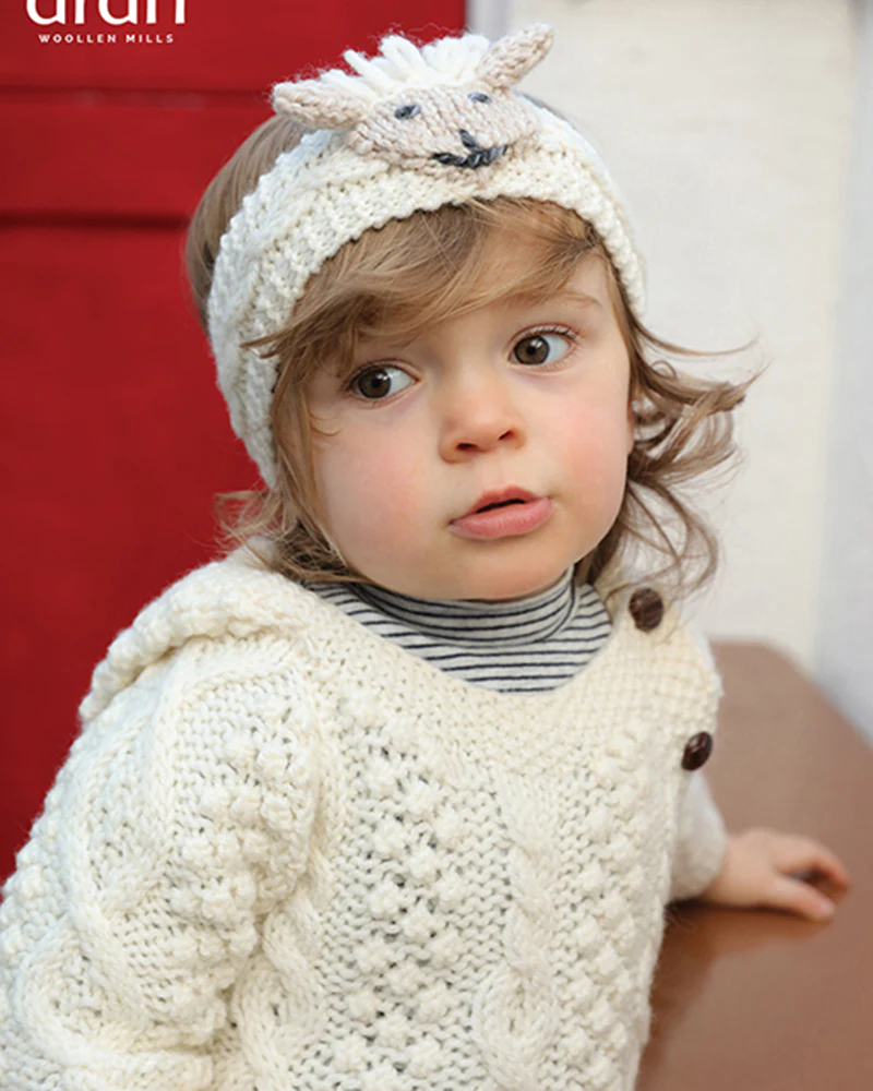 Baby Handknit Sheep Headband , Natural/Oat