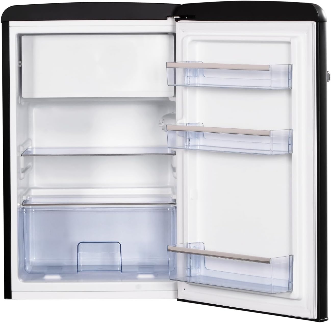 Amica KS 15615 B Retro Kühlschrank mit Gefrierfach / Coffee Cream (Beige) / 88cm (H) x 55cm (B) x 62cm (T) / Retro-Design