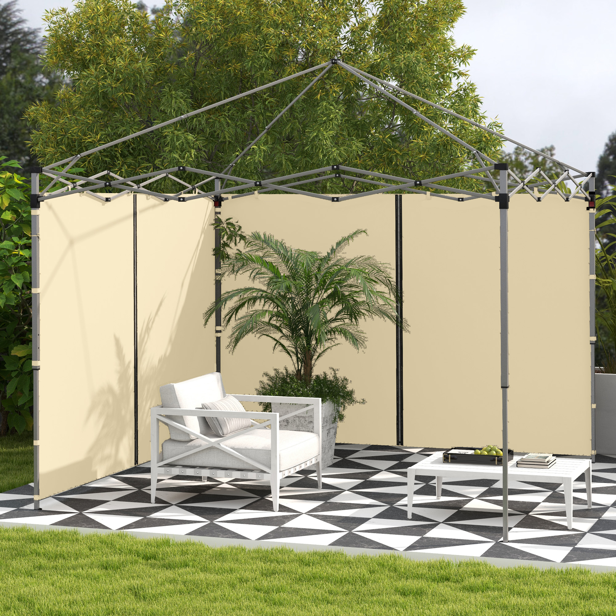 Outsunny Ersatzseitenwände für Pavillon, Seitenwände für 3 x 3 oder 3 x 6 m Pavillon 2 Stück beige