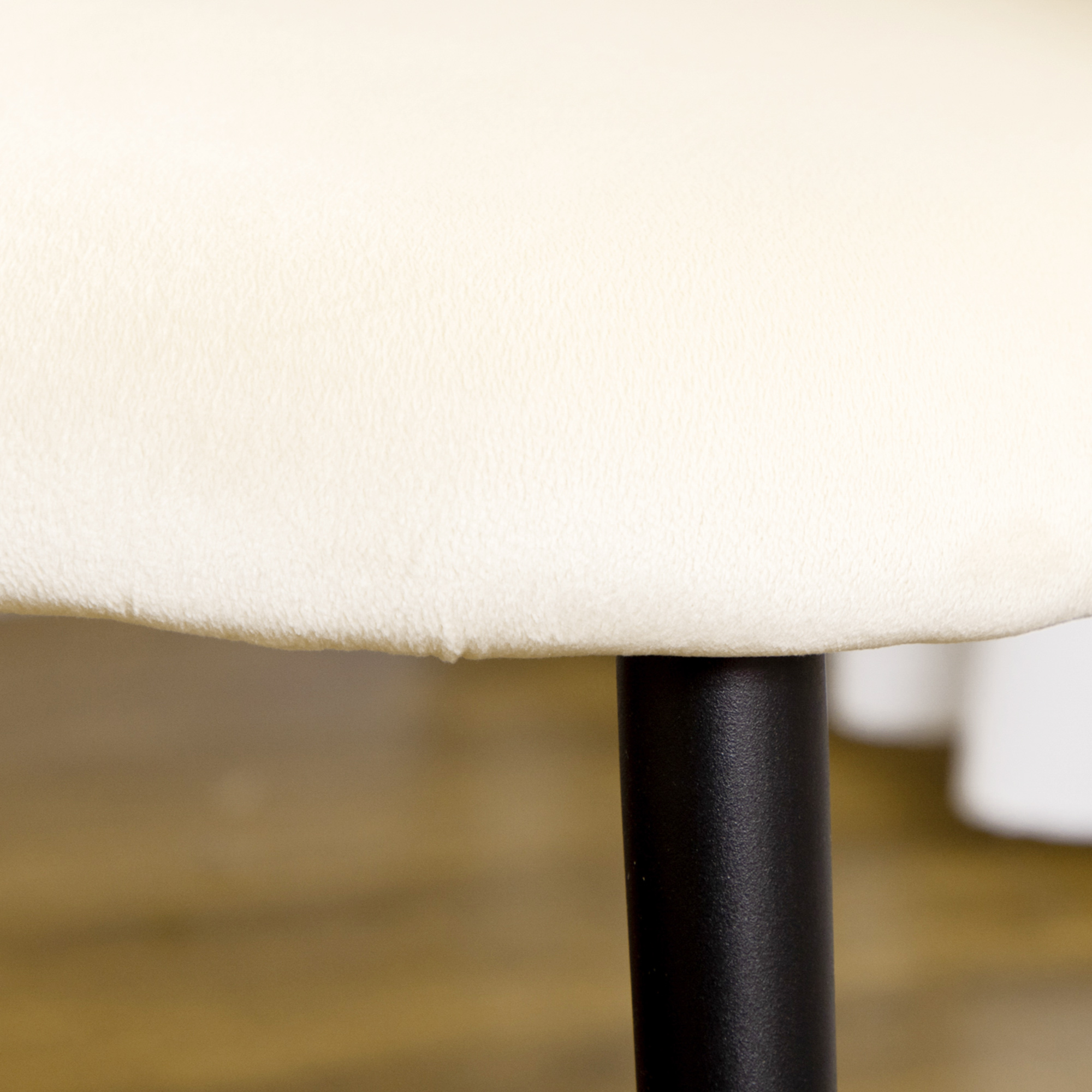 Set van 2 eetkamerstoelen in Scandinavisch design, keukenstoelen, fluweelachtige uitstraling, cr��me + zwart