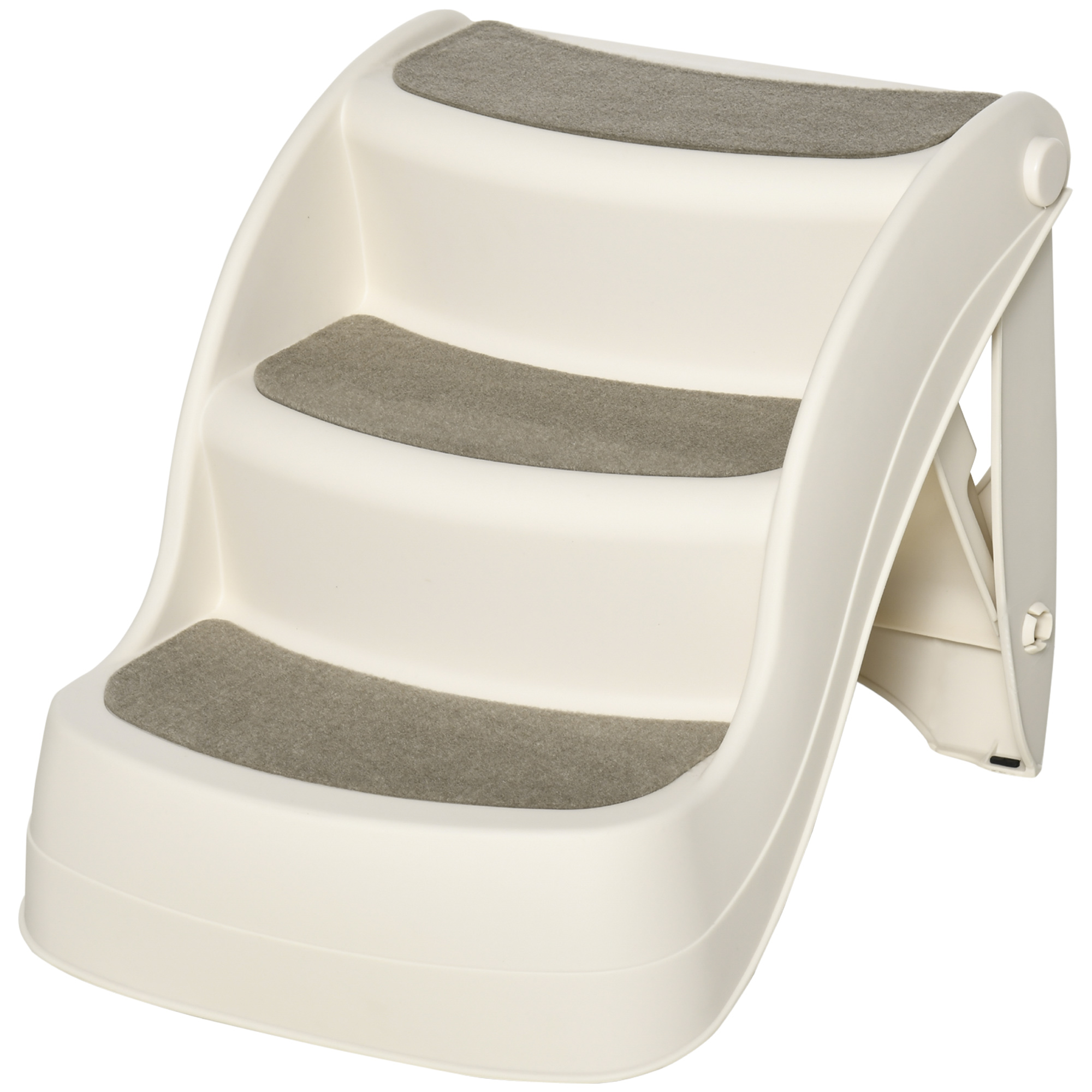 PawHut Haustiertreppe für Hunde und Katzen Klappbar mit 3 rutschfesten Stufen aus PP, 49x38x38 cm, Beige