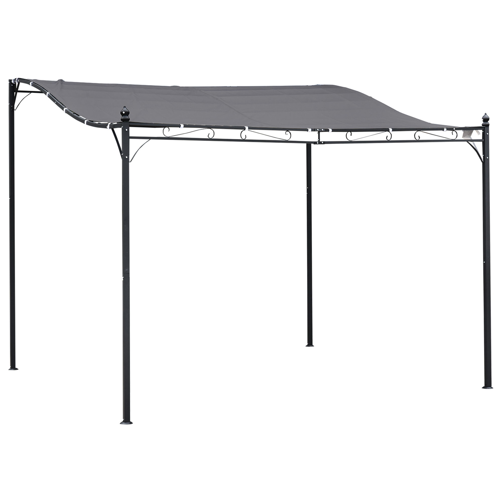 Outsunny Pergola Gartenpavillon Pavillon Überdachung Zelt Metall Grau 297x297cm