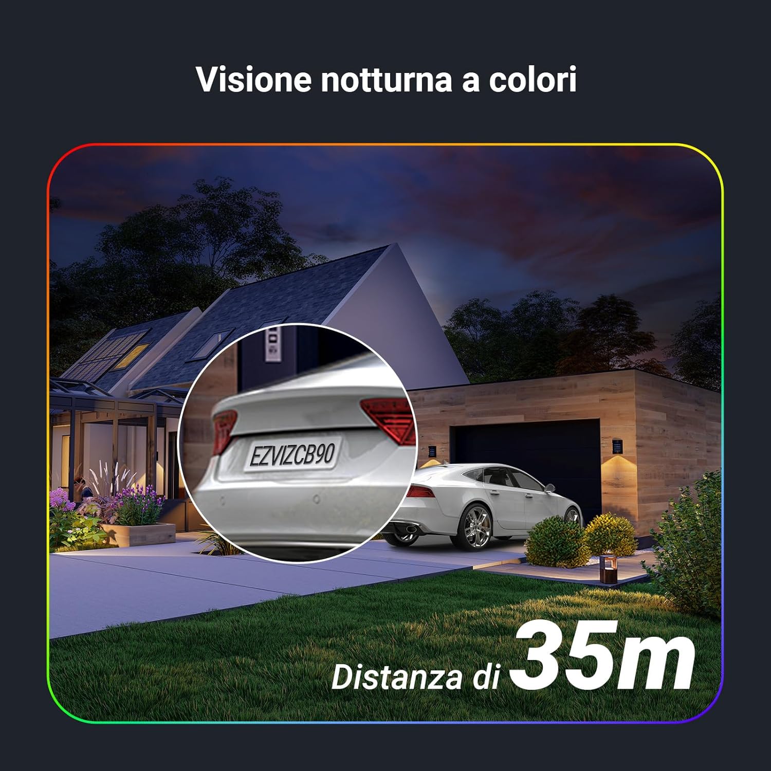EZVIZ 8MP (4MP+4MP) Telecamera WiFi Esterno Batteria con Doppia Lente, Telecamera Solare per Esterni Senza Fili, Modalità AOV, Rilevamento di Persone/Veicoli, CB90 Dual+8W Pannello Solare