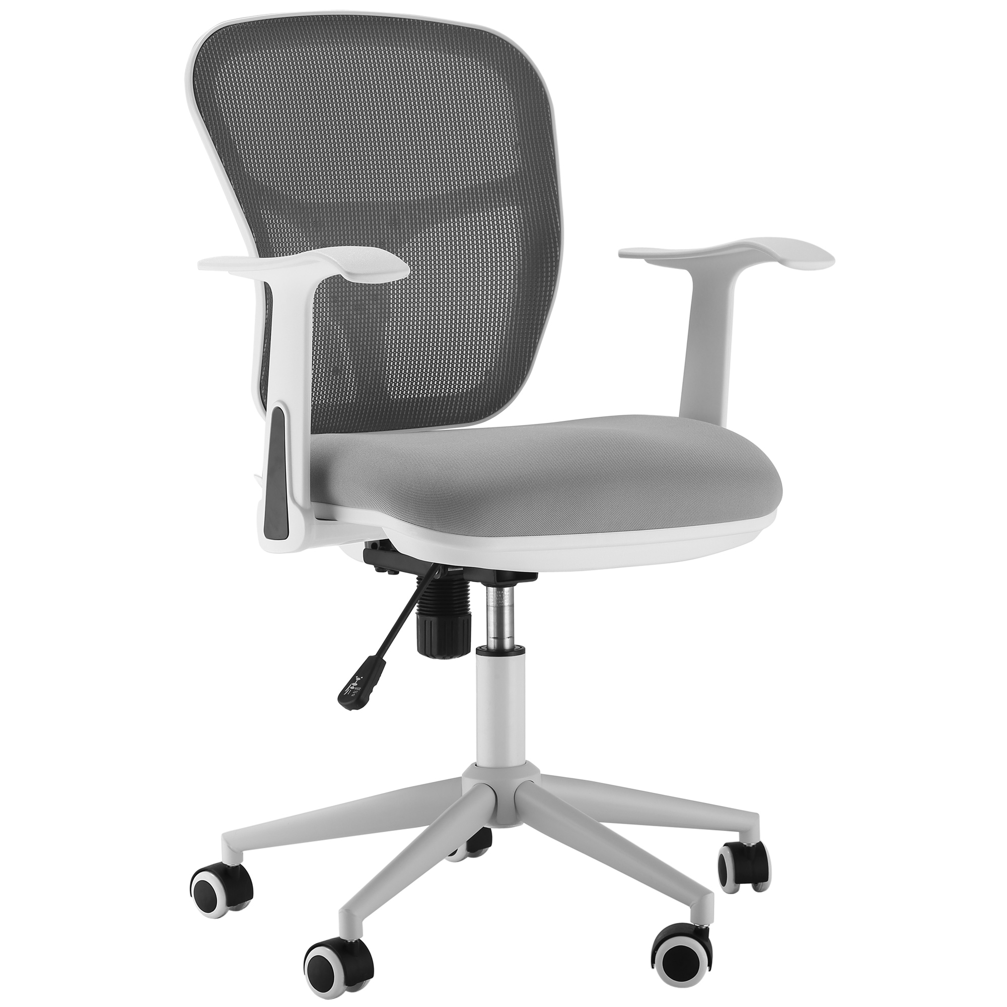 Vinsetto Bürostuhl Schreibtischstuhl ergonomischer Drehstuhl mit Wippfunktion Rollen Chefsessel mit Mesh Netz Computerstuhl Höhenverstellbar Grau 57 x 58,8 x 88-96 cm